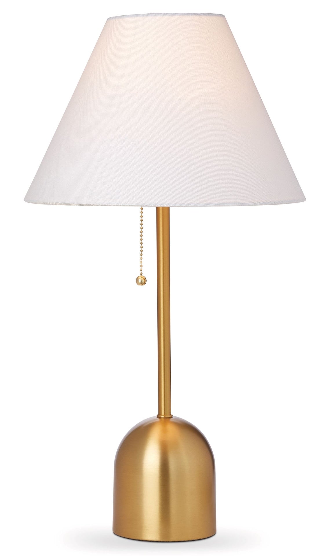 CANVAS Weiße Leinenkegel-Tischleuchte, 22-in, antike Messinglampe