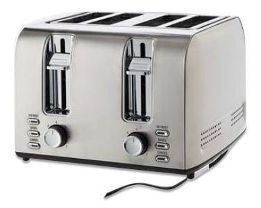 MASTER Chef Edelstahl-Toaster mit 3 Einstellungen, 4-Scheiben