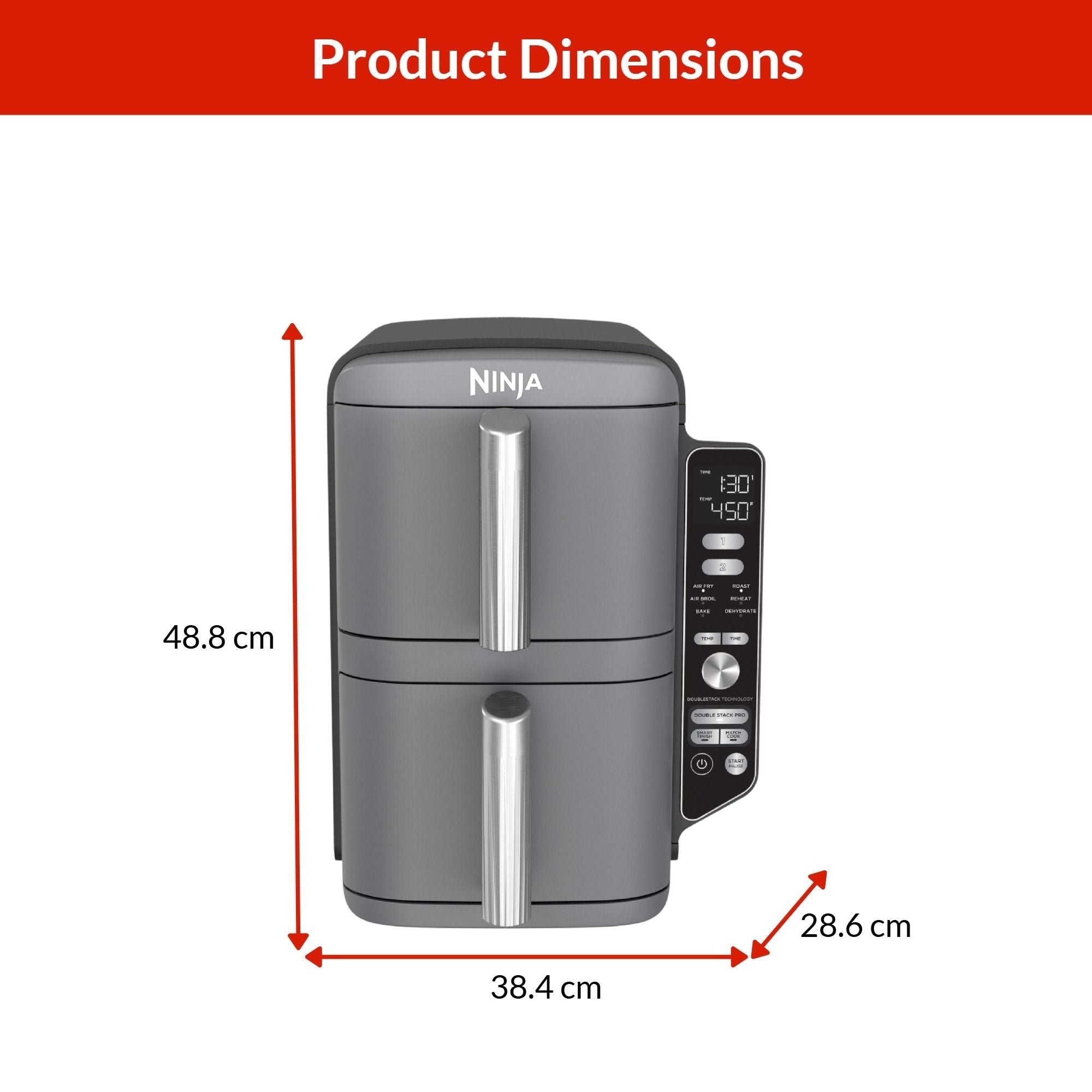 Ninja Doublestack XL Multi-Rack-Luftfritteuse mit 2 Körben & 6 Funktionen, 10-qt
