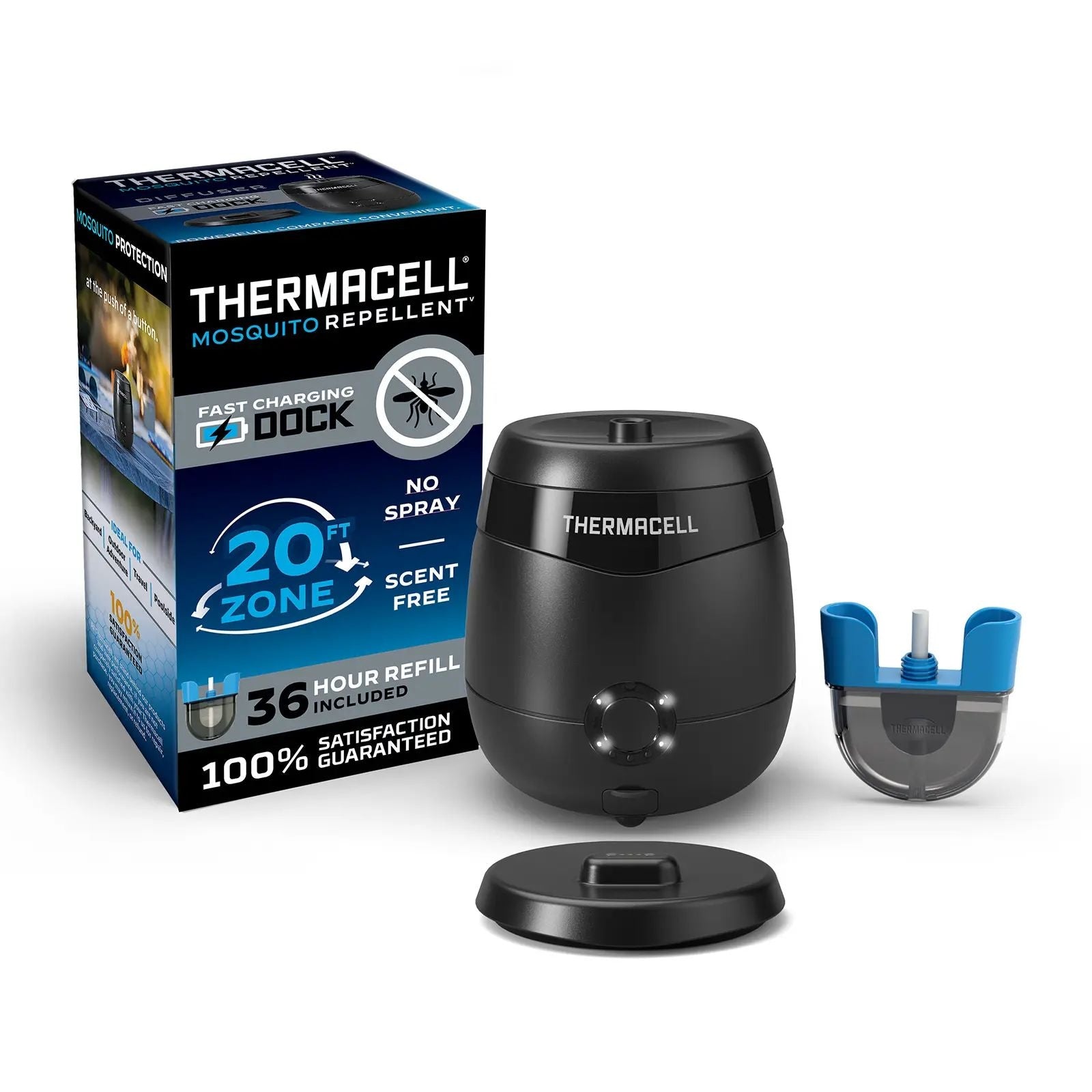 Thermacell e-zoneguard patio+ wiederaufladbarer Mücken-Repeller mit 36-Stunden-Nachfüllung und 6,5-Stunden-Akku
