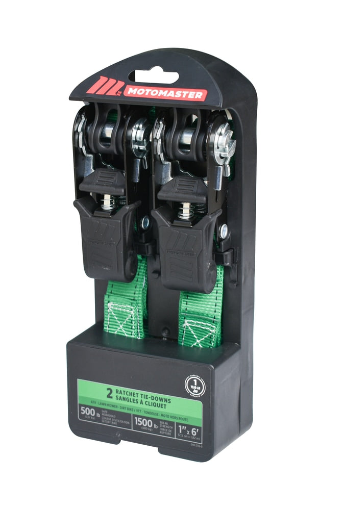 MotoMaster 1.500-lb gepolsterte Ratschenbindebänder, wetterfest, 1-in x 6-ft, 2-pk