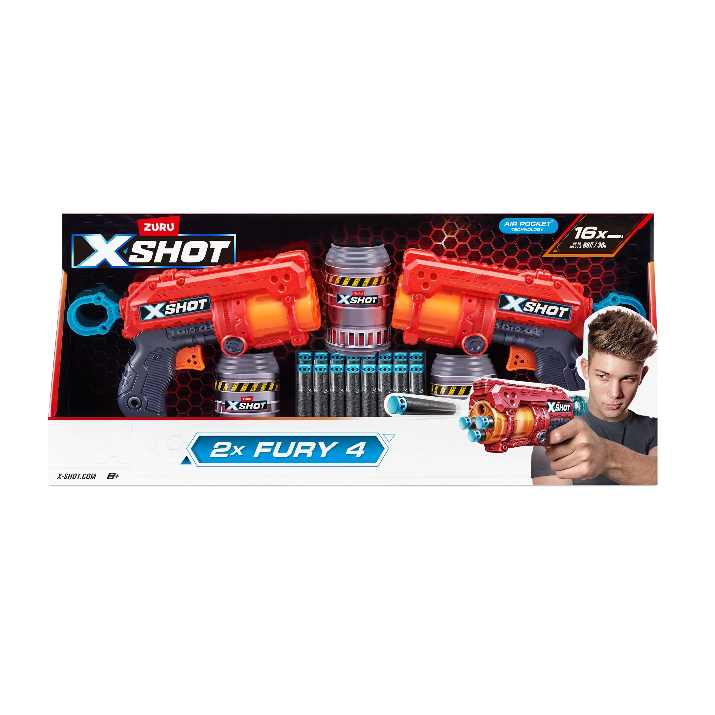 Zuru x-shot excel-fury foam dart blaster, umfasst 16 darts, 2-pk, ab 8 jahren