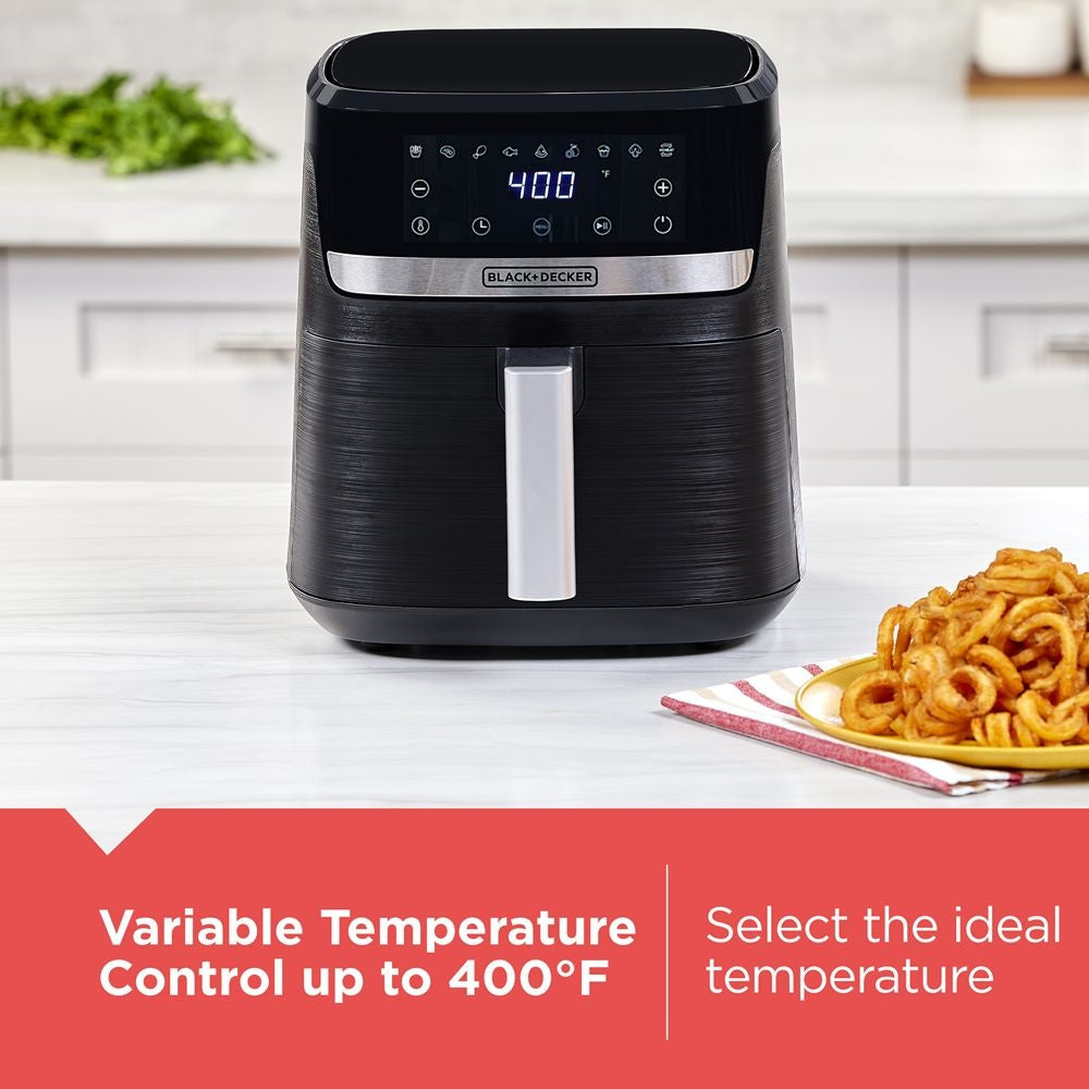 Black & Decker 8-in-1 digitale Fritteuse mit Antihaft-Kochkorb, 6-qt