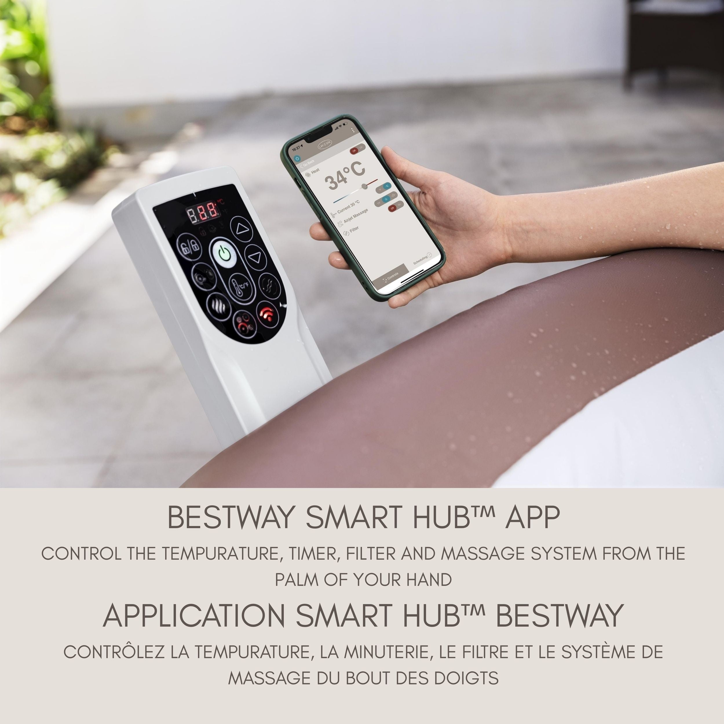 Salu Spa Hawaii Smart Airjet 6-Personen Terrakotta Round Spa, 77-in x 28-in