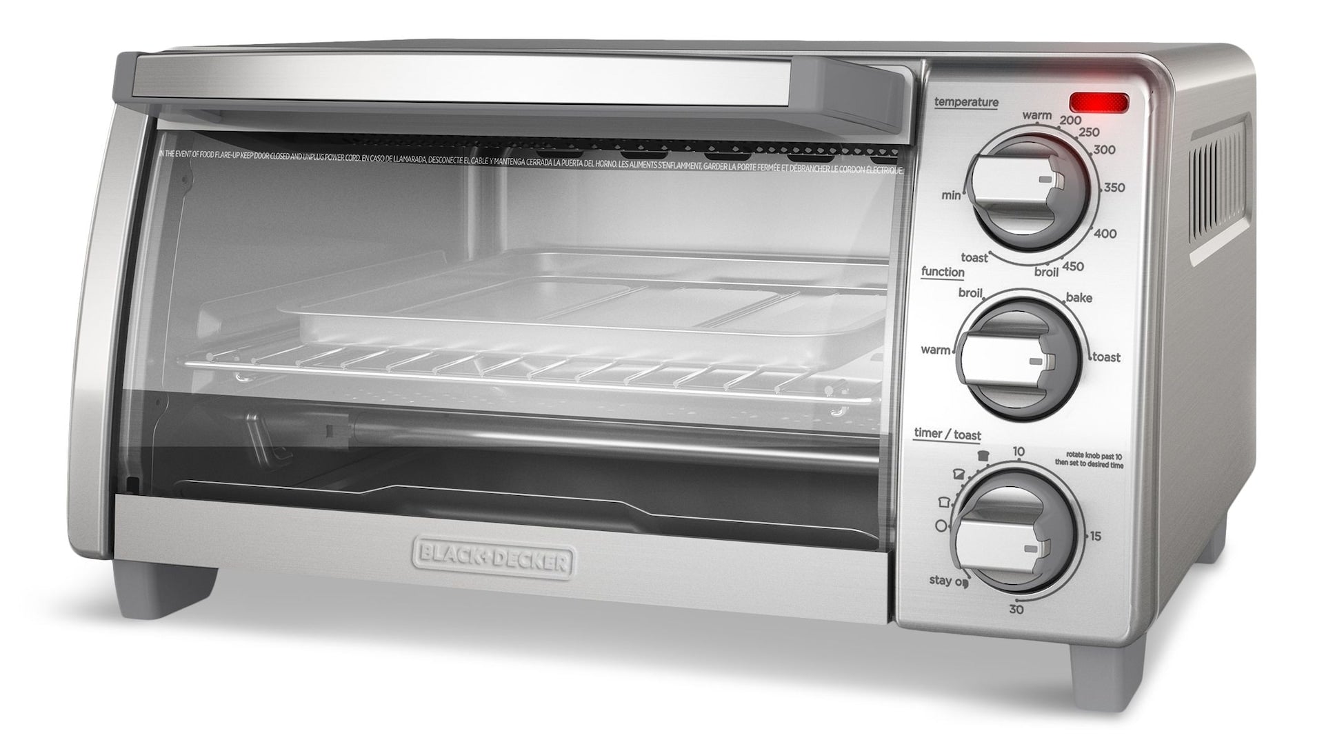 Black & Decker Toasterofen mit natürlicher Konvektion, Edelstahl, 4-Scheiben