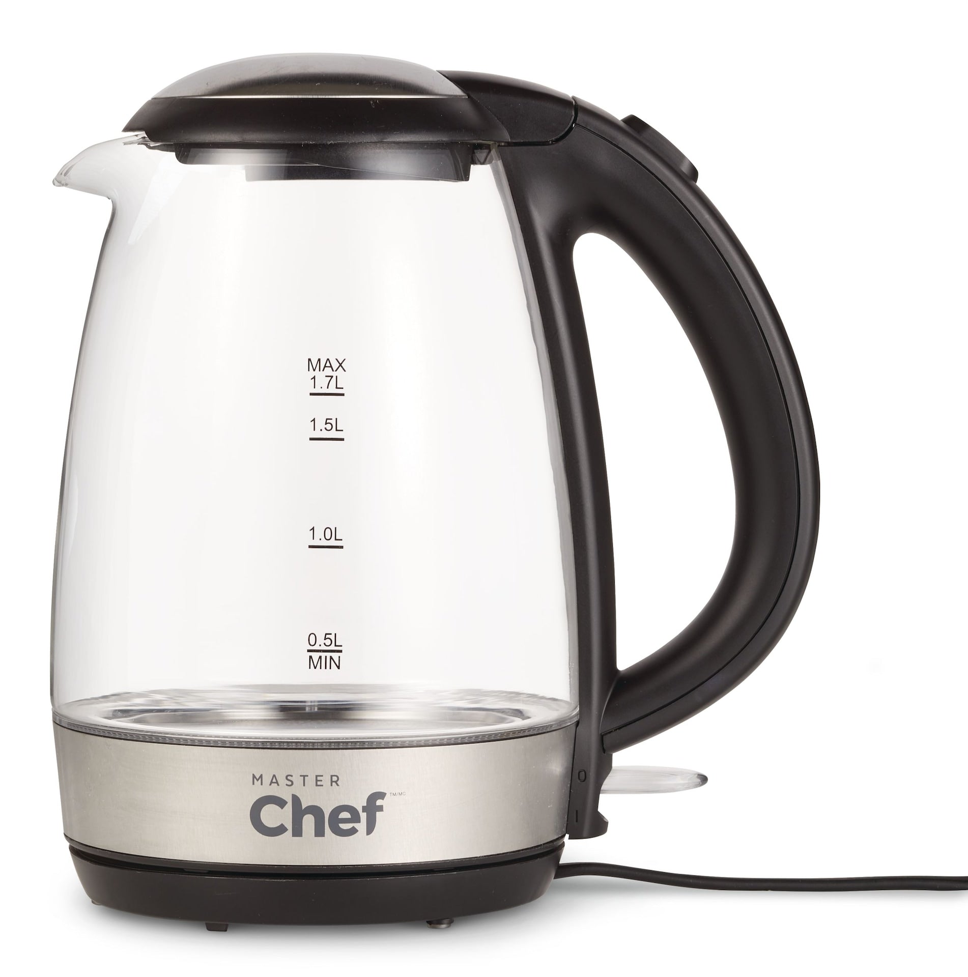MASTER Chef schnurloser Elektrokessel mit blauem Licht, Glas, 1,7 l