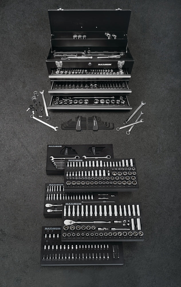 MAXIMUM Professionelles Steckdosenset, 346-pc, CRV, Nickel-Chrom-plattierung