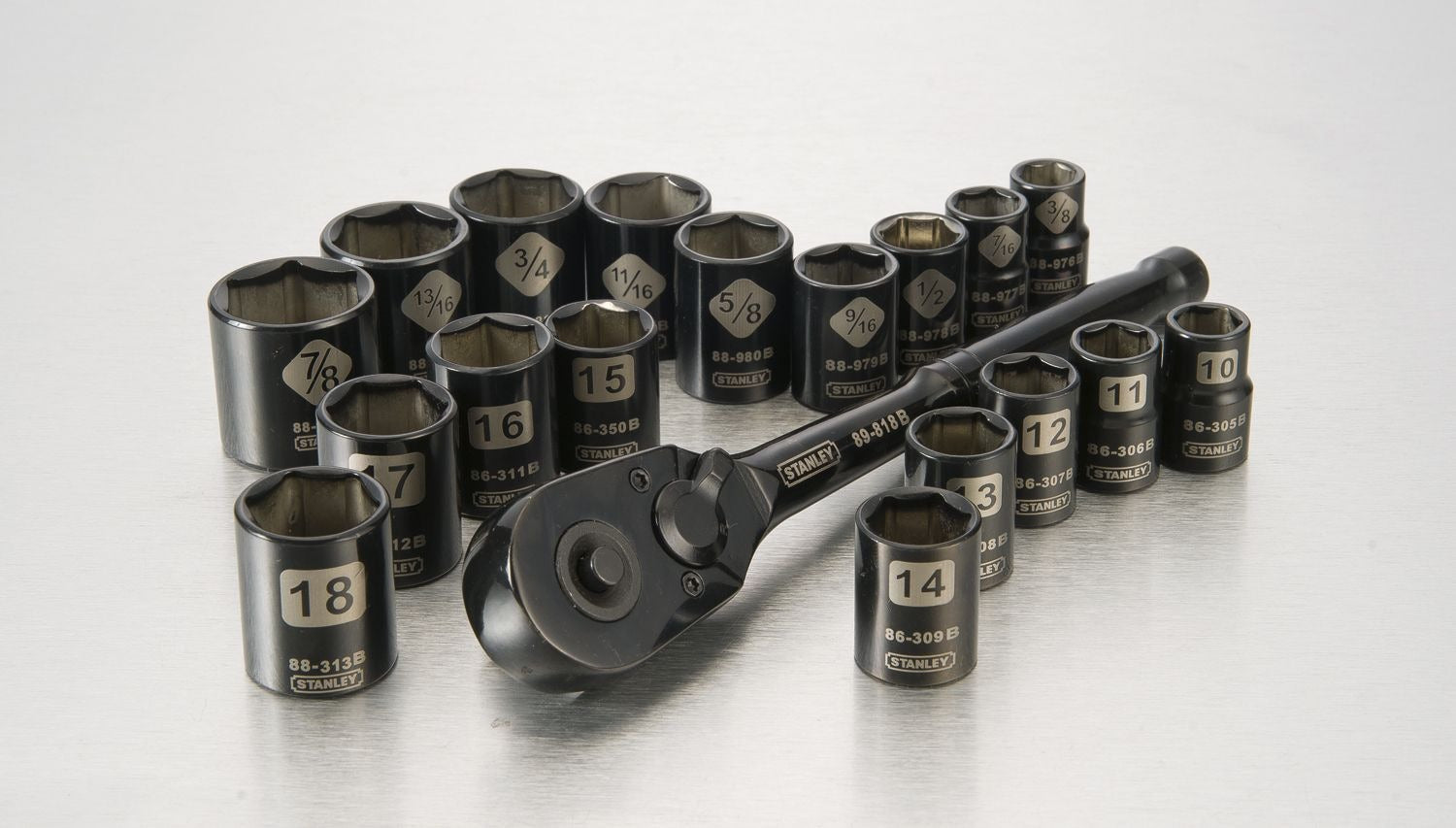 Stanley Professionelles Schwarzchrom-Socket, 19-pc, sae/metric