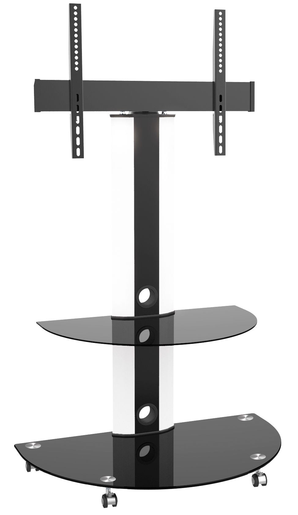 TygerClaw LCD84113BLK Superior-TV-Cart mit glänzender Glasbasis und Regal, 32-in bis 55-in