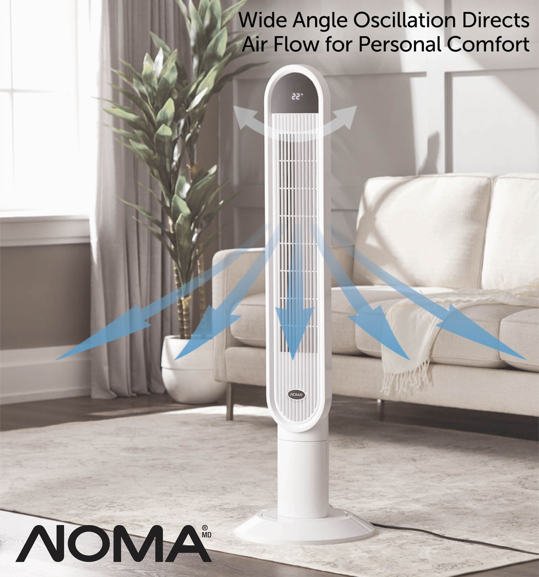 NOMA Schwingturmventilator, Fernbedienung, 3-Gang, weiß, 45-in