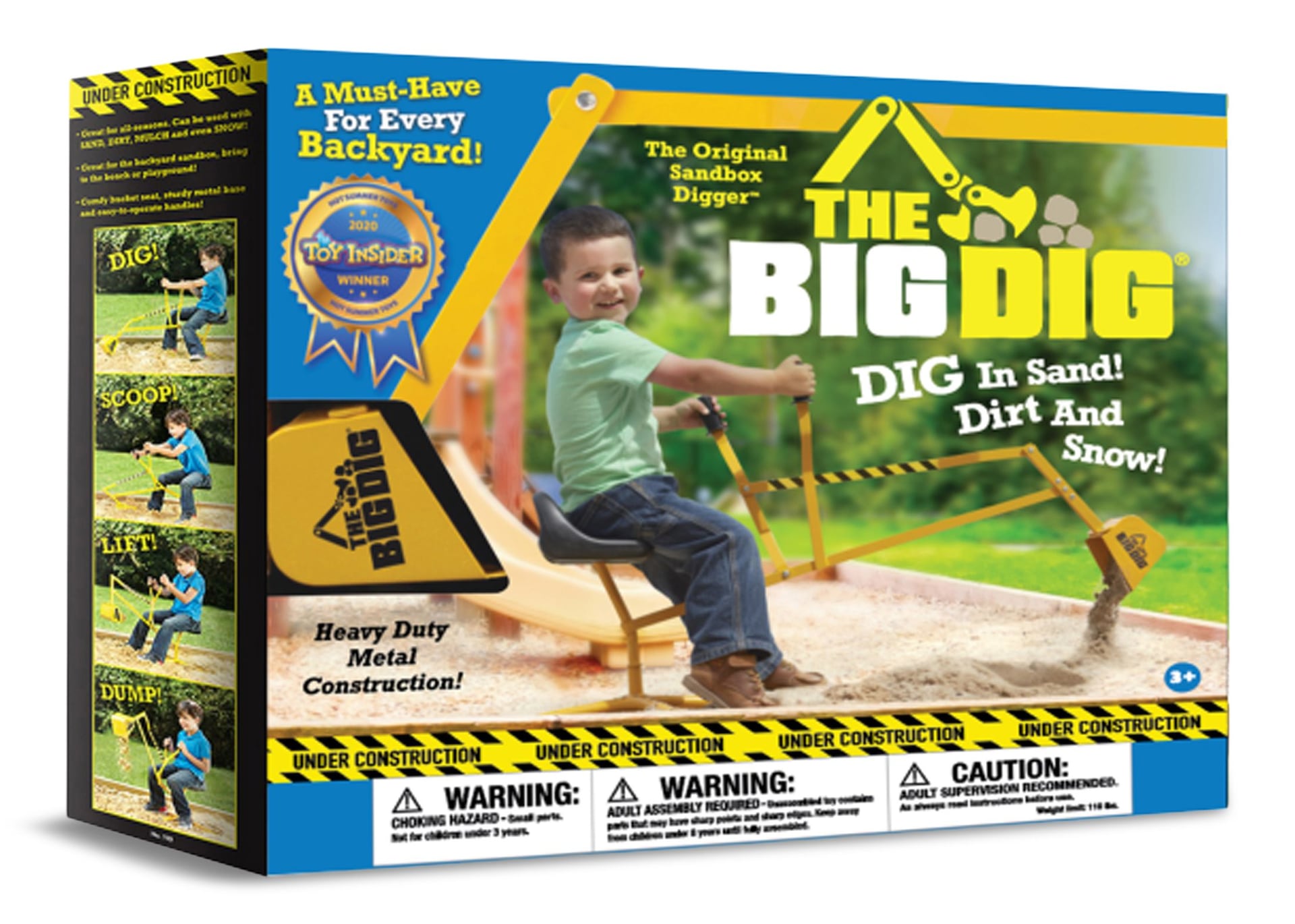 The big dig kids' ride-on Bagger Bagger, gelb, ab 3 Jahren, für Sommer / Hinterhof Aktivitäten