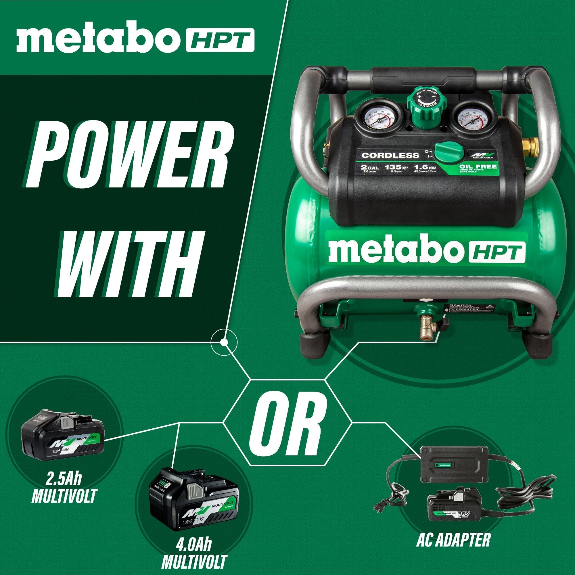 Metabo HPT 36V schnurloser Luftkompressor, 2-Gal