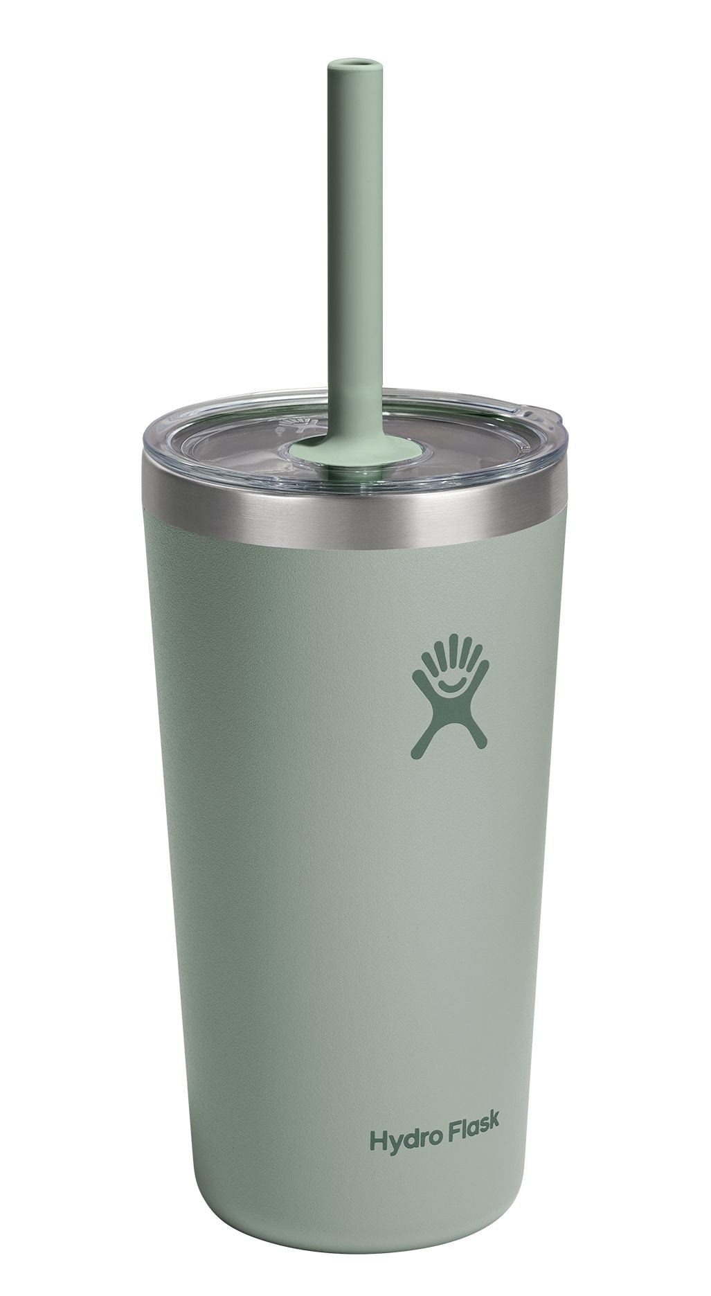 Hydro Flask Edelstahl isoliert rund um Zuhaltung mit klarem Einpressen Strohdeckel, Agave, 20-oz