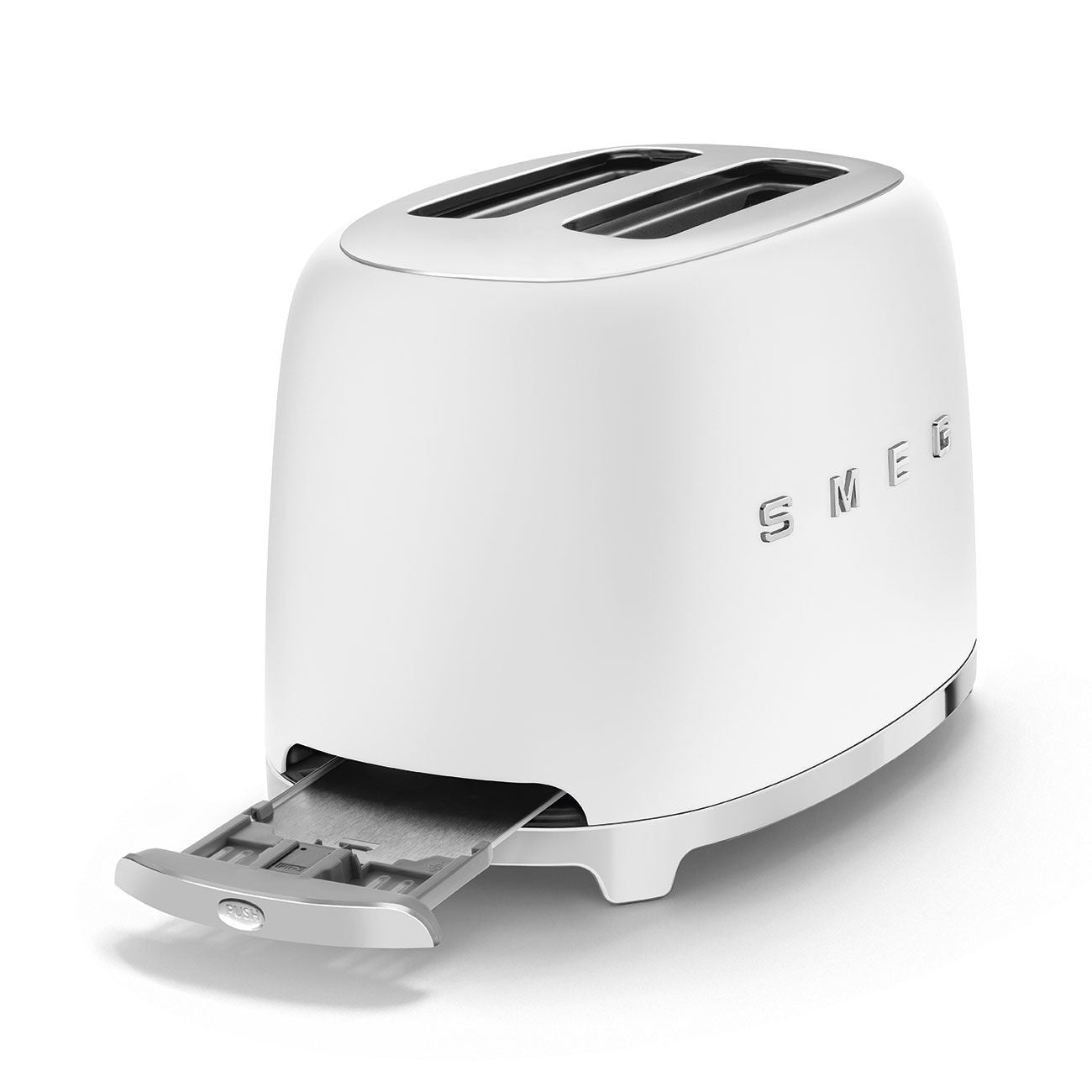 Smeg 50 Retro-Stil breiten Slot Pop-up Elektro-Toaster mit 6 Einstellungen, 2-Scheiben, matt weiß