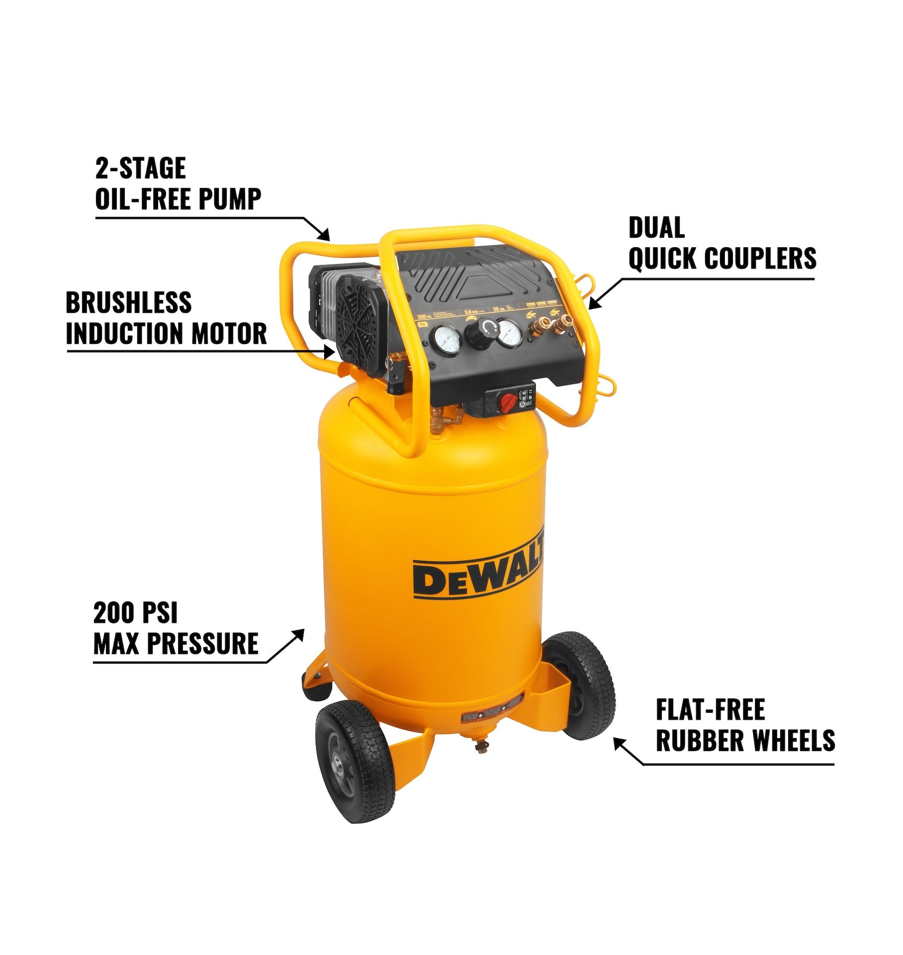DEWALT 20-Gallonen 2-Stufe XTREME ruhiger ölfreier Kompressor, 200 PSI
