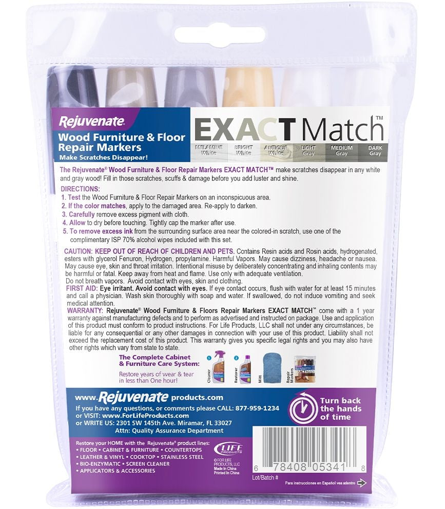 Rejuvenate exakt passende Holzmöbel & Bodenreparaturmarkierungen, weiß-grau, 6 Farbtöne