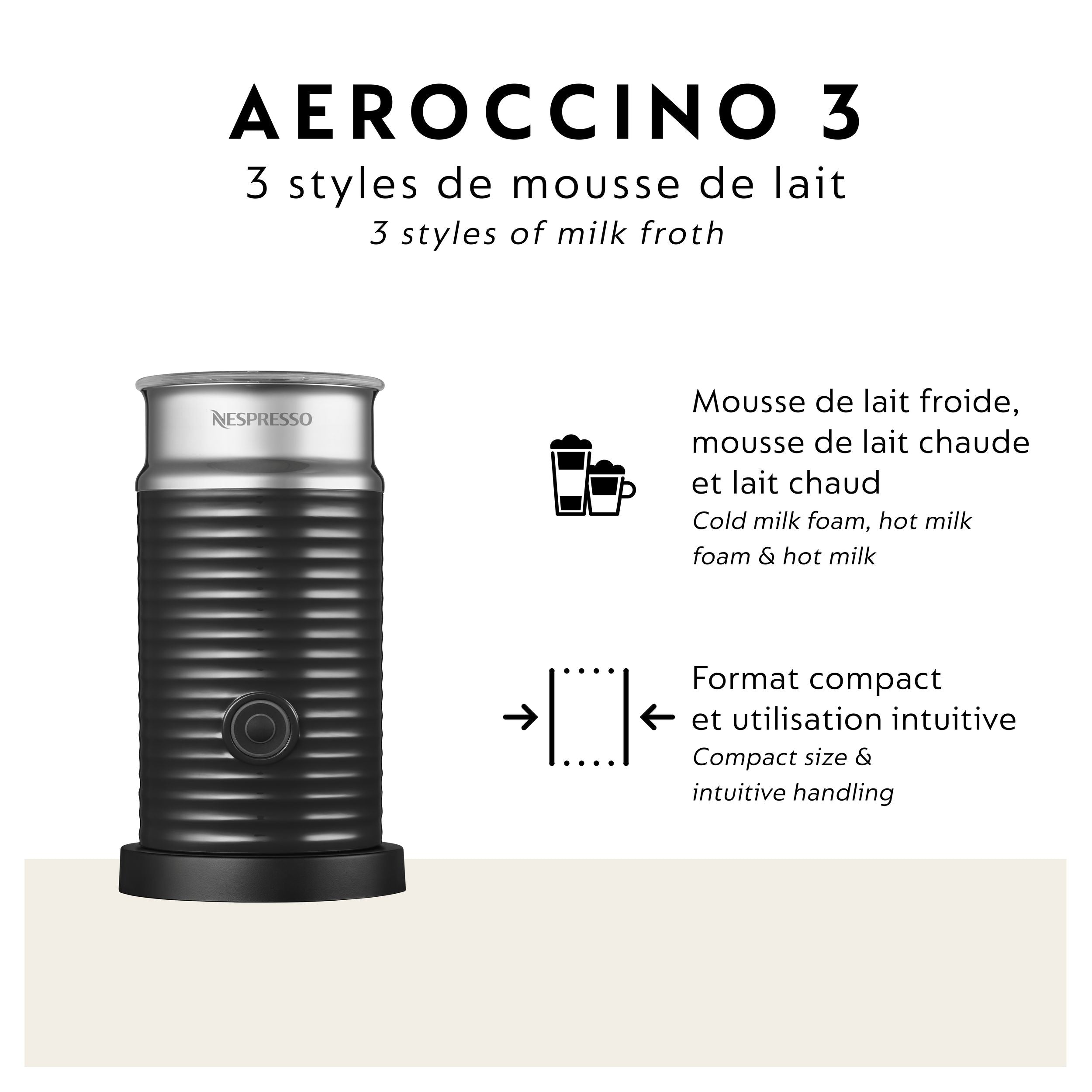 Nespresso aeroccino 3 One-Touch-Milchschäumer, 240 ml
