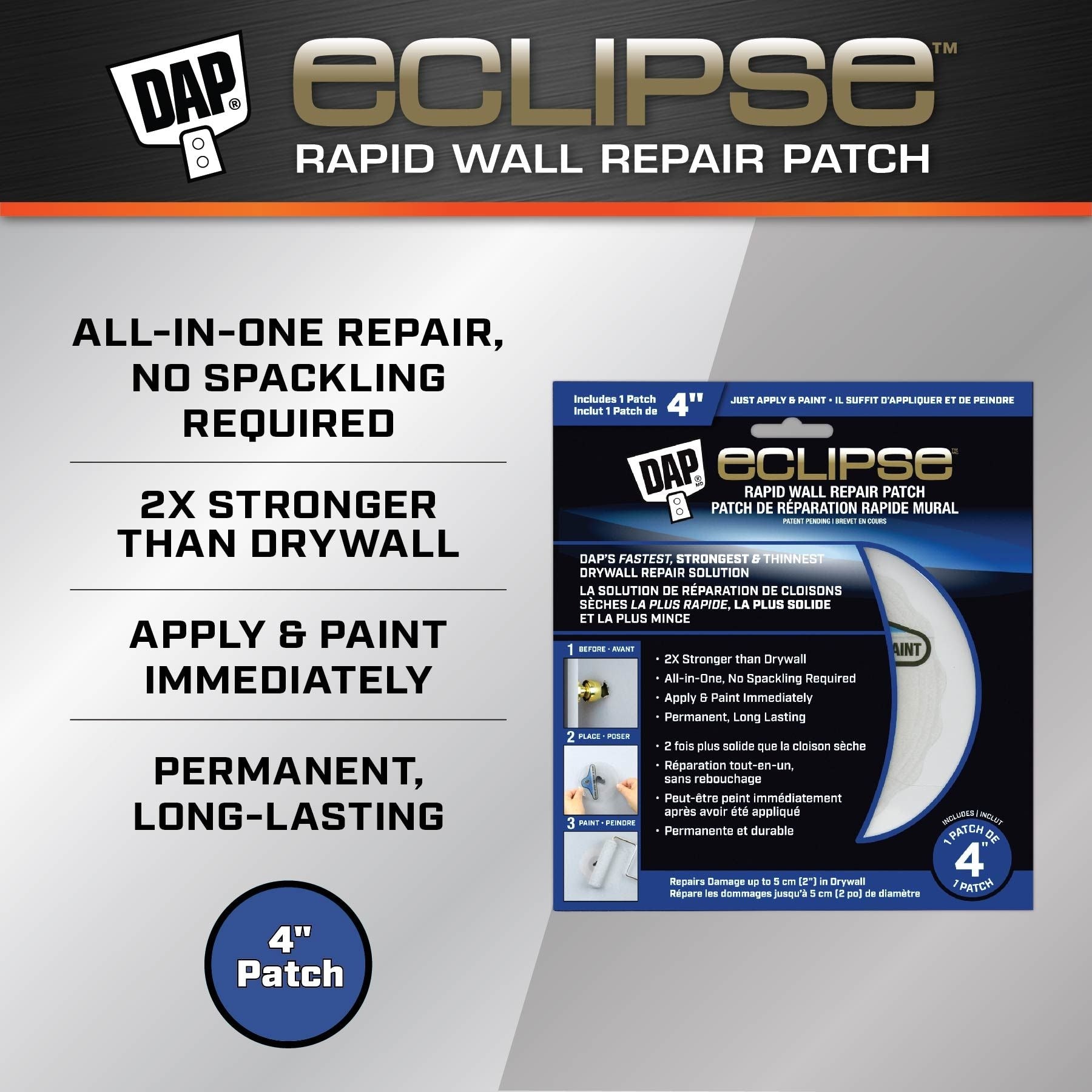 DAP eclipse wall repair patch, 4-in