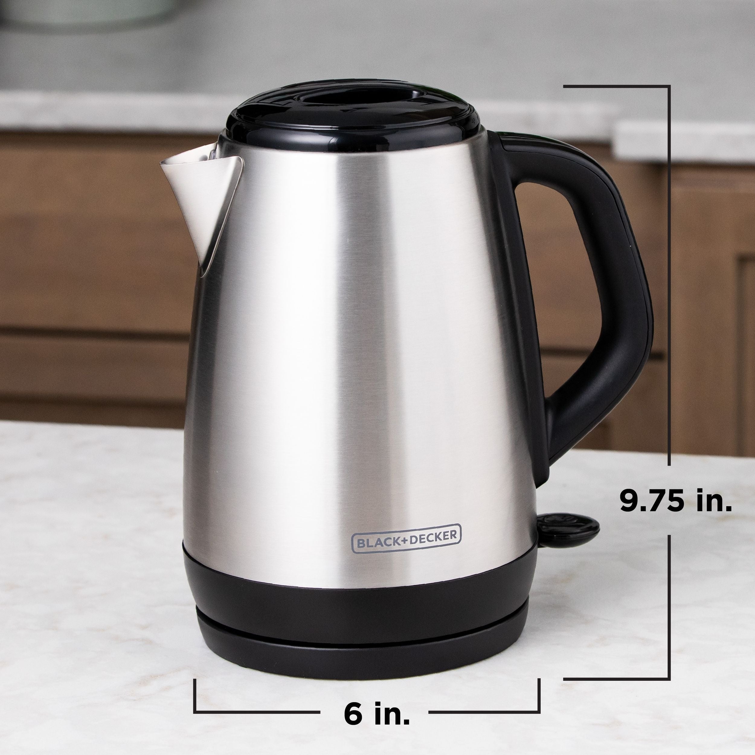 Black & Decker schnurloser Elektrokocher mit Autoabschaltung, Edelstahl, 1,7 l