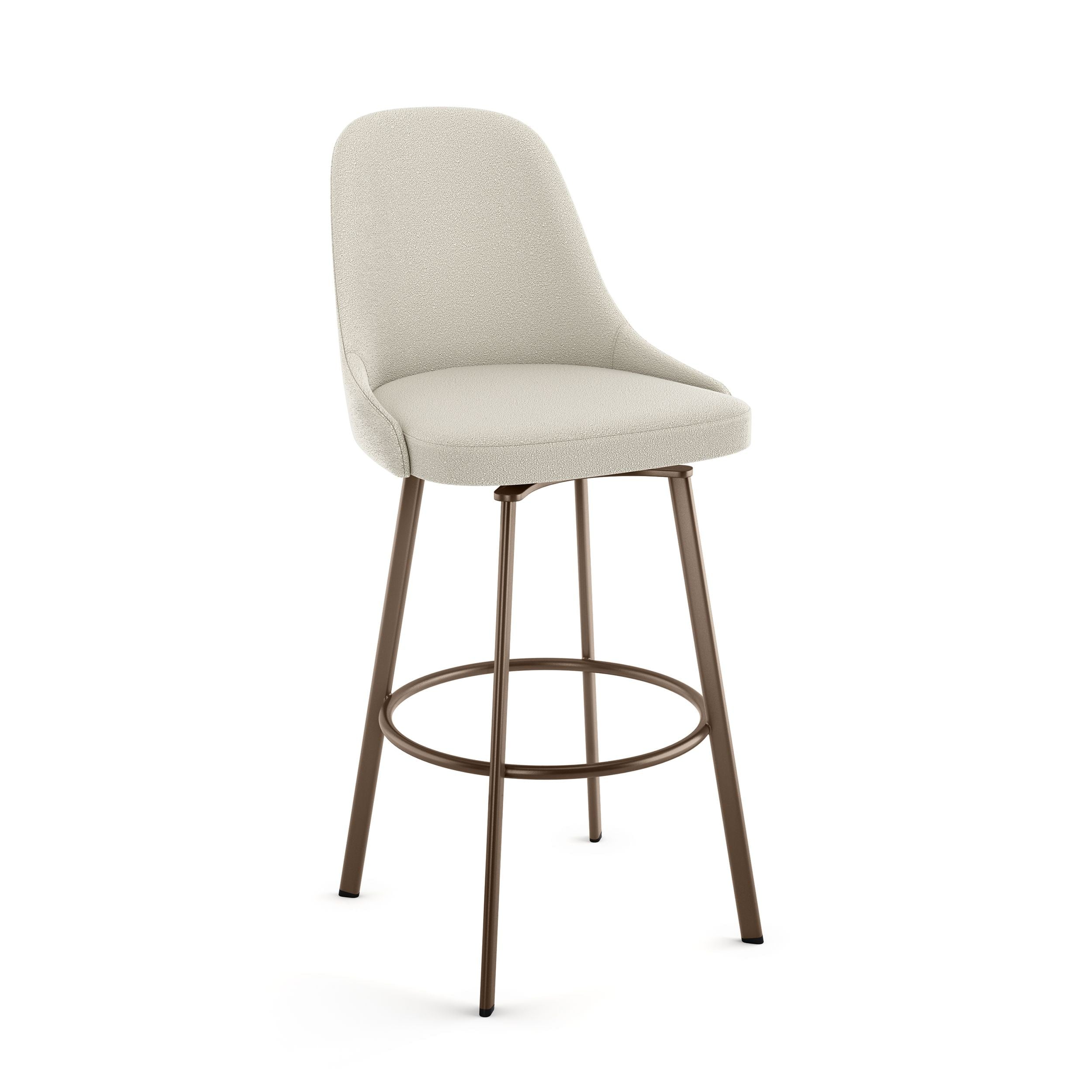 Amisco Harper Swing Counter Hocker mit Rückenlehne, Bronzerahmen & Cremegewebe, 26-in