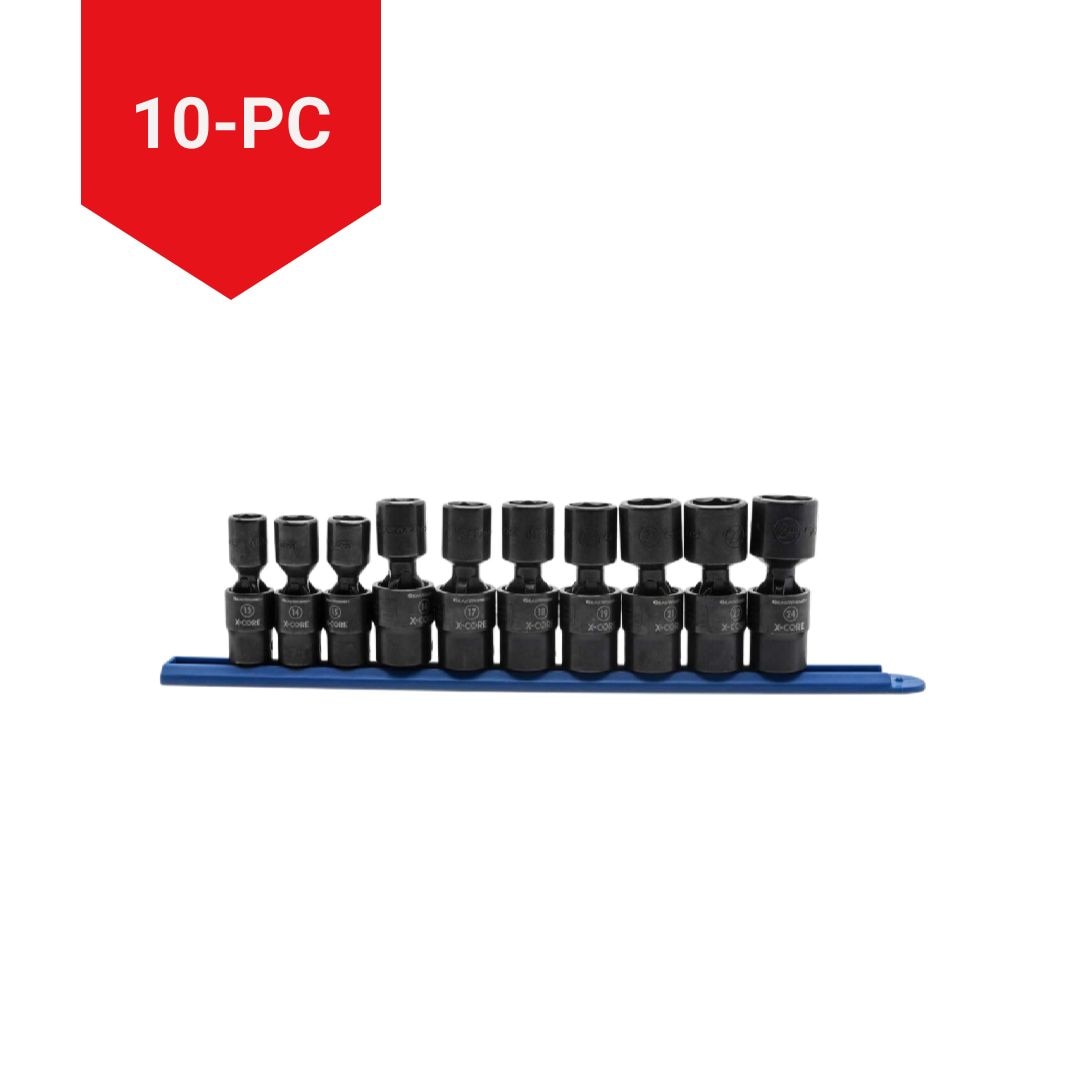 GearWrench 6-Punkt-Standardantrieb x-Core-Pinless Universal-Aufprallsteckdose, metrisch, 1/2-in, 10-pc