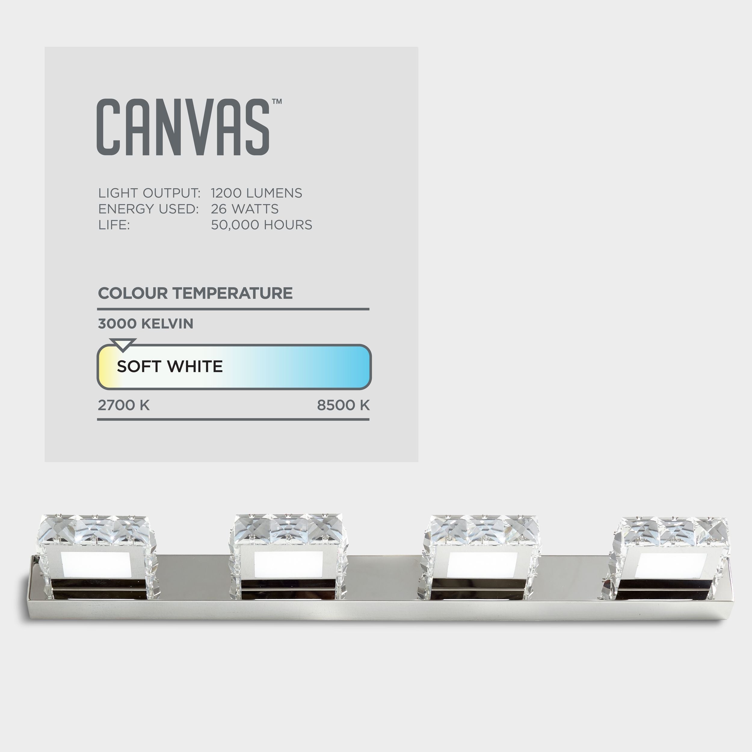 CANVAS Isabella 4-Licht Kristall Design-Lead Vanity Leuchte, Chrom