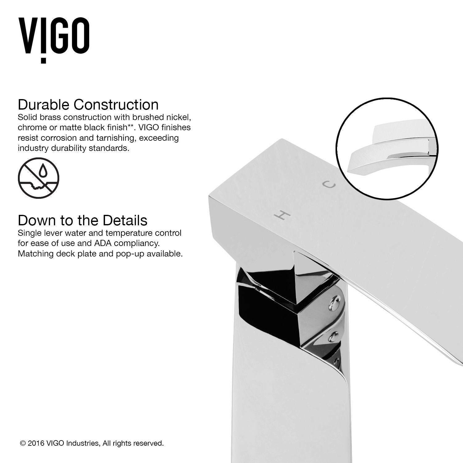 VIGO Duris Single-Handle Single-Loch Bad Waschbecken Armatur, Watersense zertifiziert, Chrom