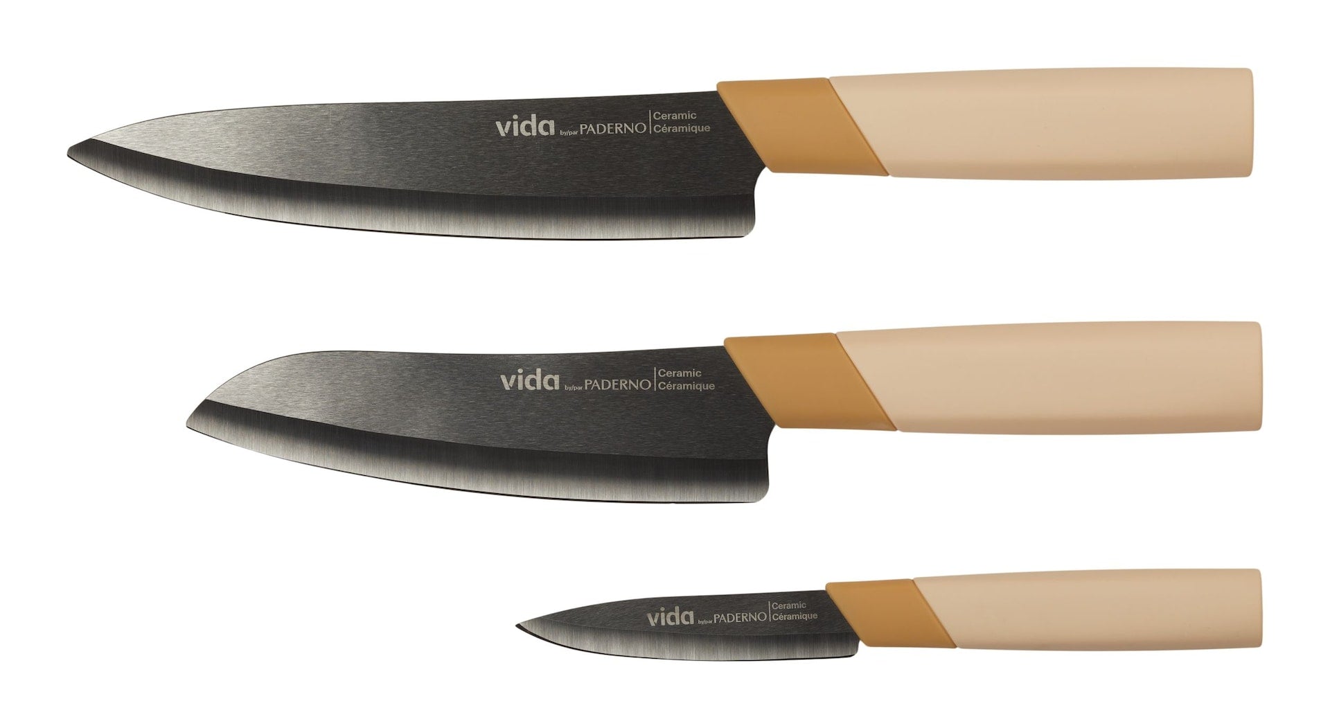 Vida by PADERNO schwarzer Keramikmessersatz, 3-pc