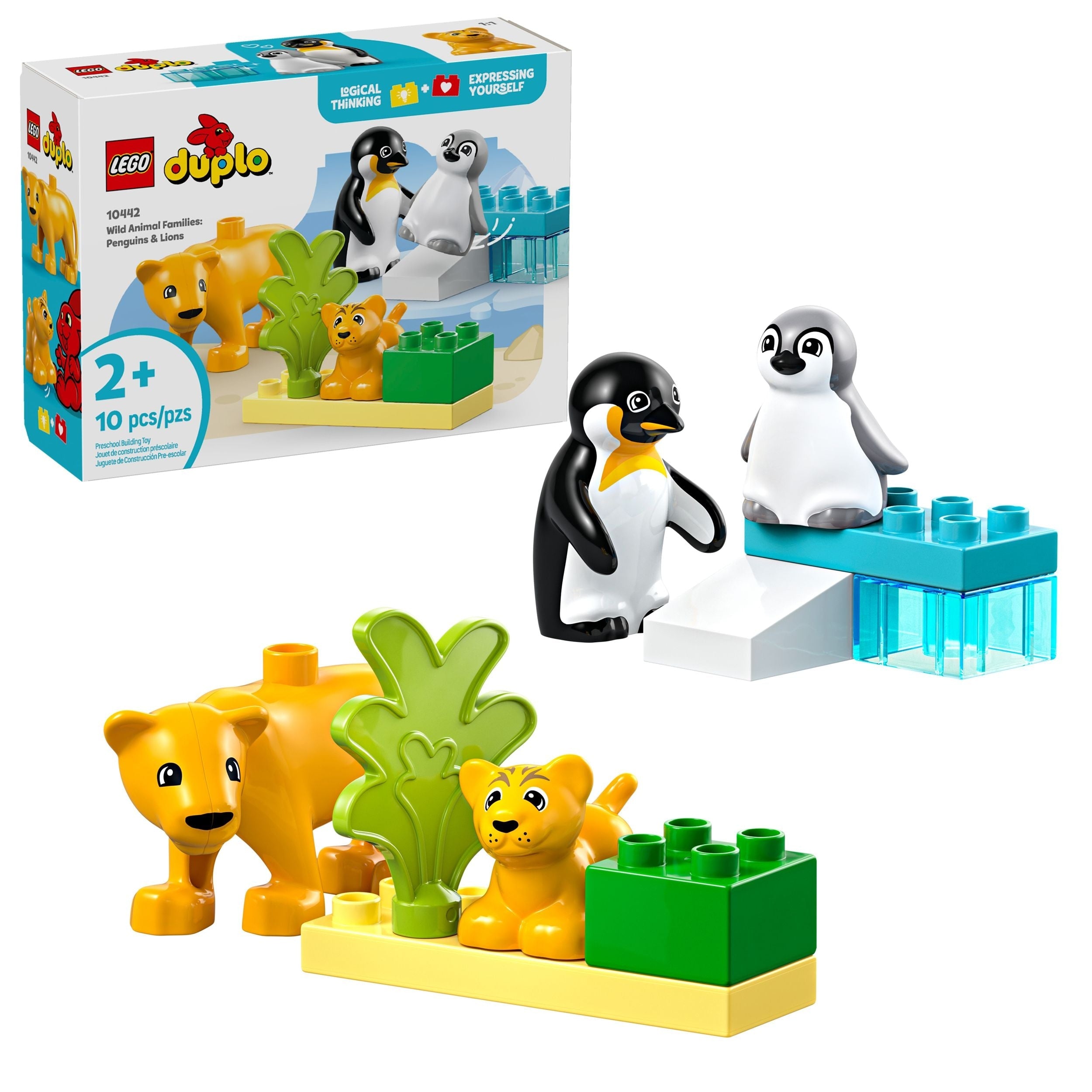 LEGO DUPLO Wildtierfamilien: Pinguine & Löwen Spielzeugbausatz - 10442, 10-PS, 2+
