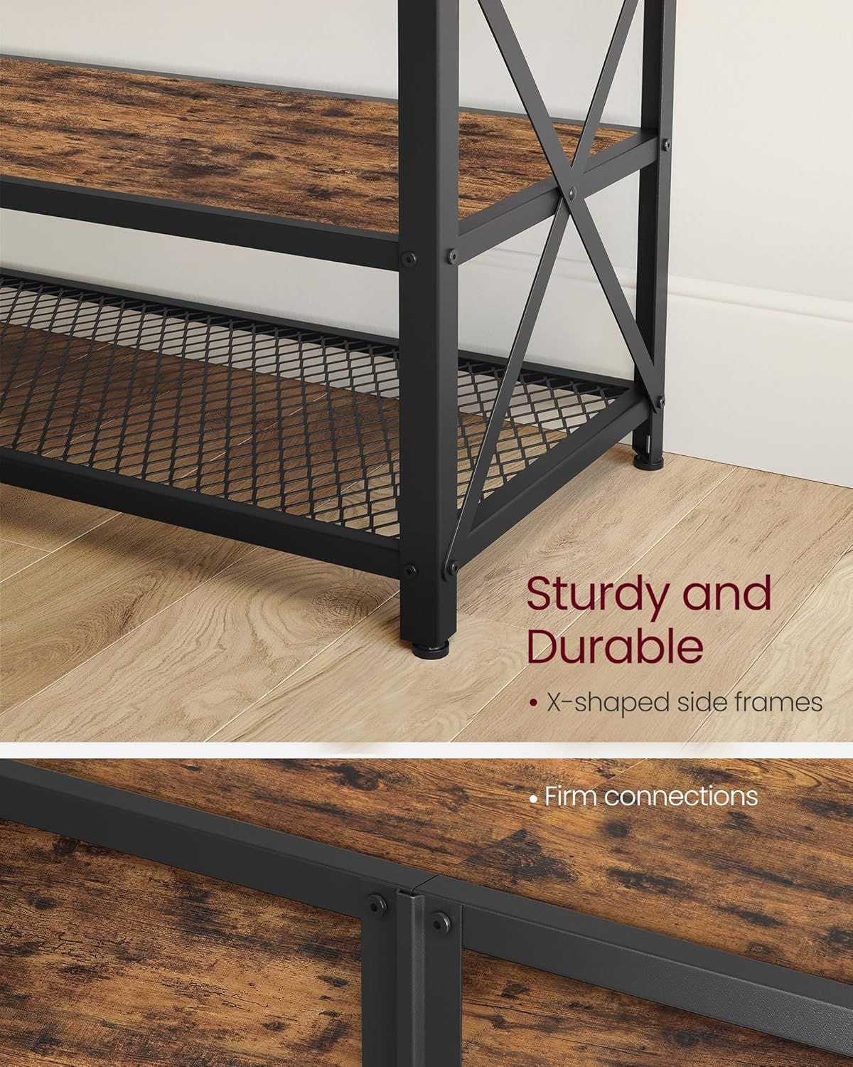 Songmics 70-in 3-Tier-Industrie-rustikalen braunen TV-Stand