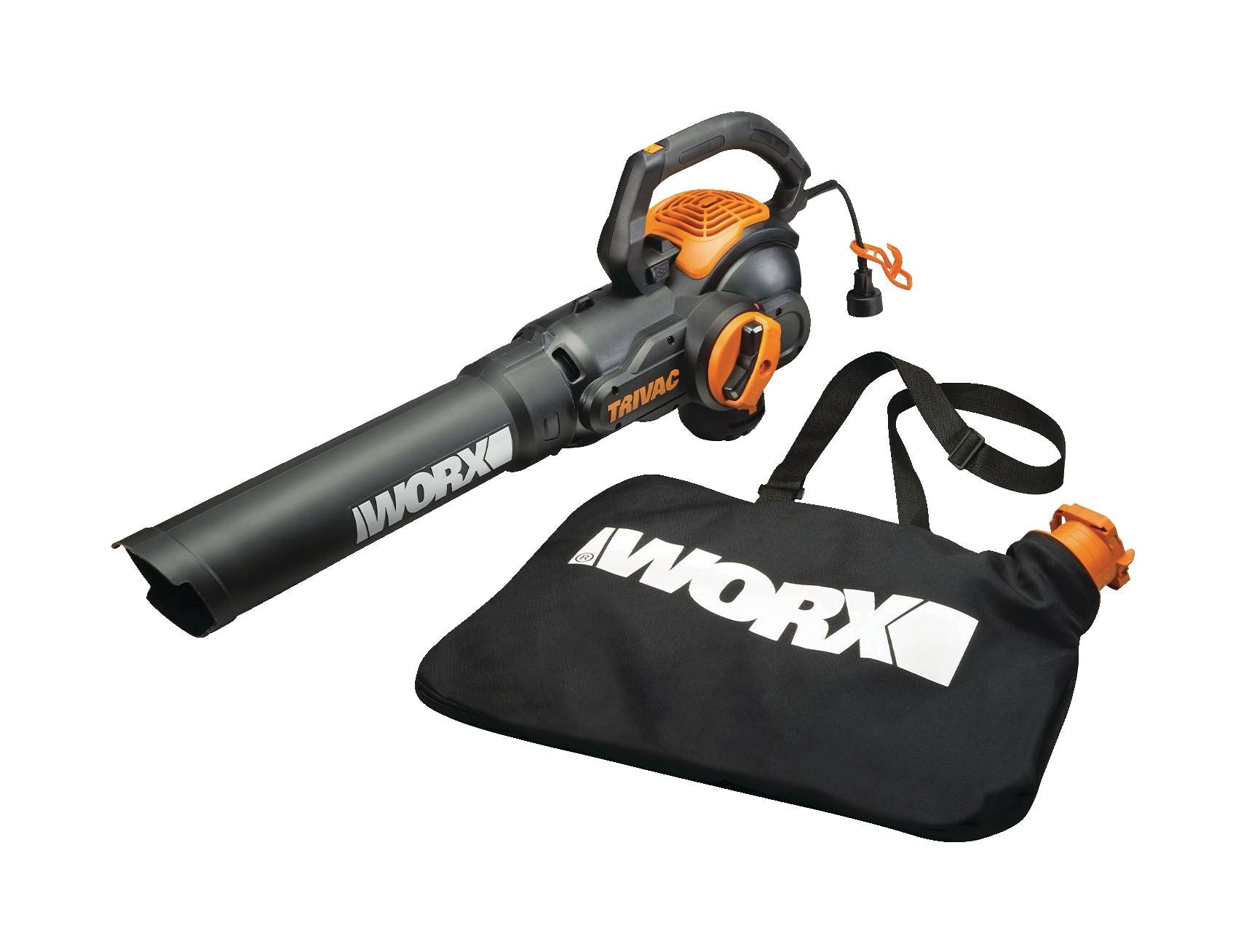 WORX WG522 trivac 12 amp 3-in-1 elektrisches Vakuumgebläse / Mulcher / Vac mit Schultergurt