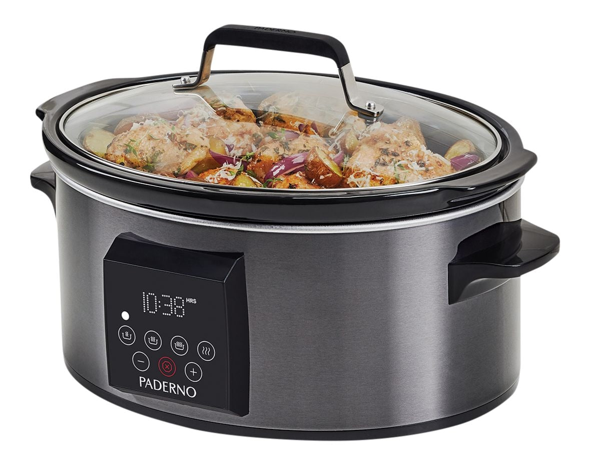 PADERNO digital programmierbarer Slow Cooker, schwarzer Edelstahl, 6qt