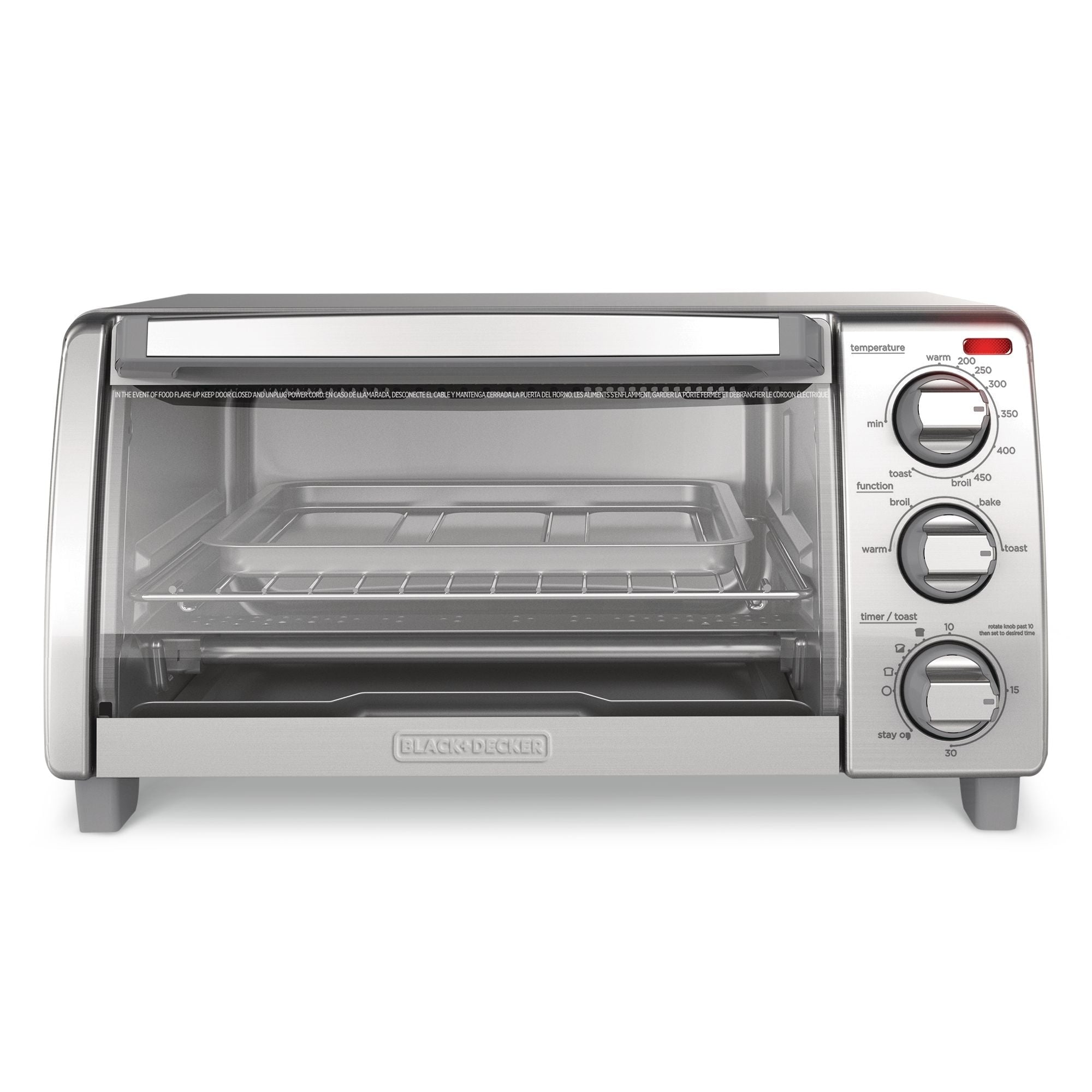 Black & Decker Toasterofen mit natürlicher Konvektion, Edelstahl, 4-Scheiben
