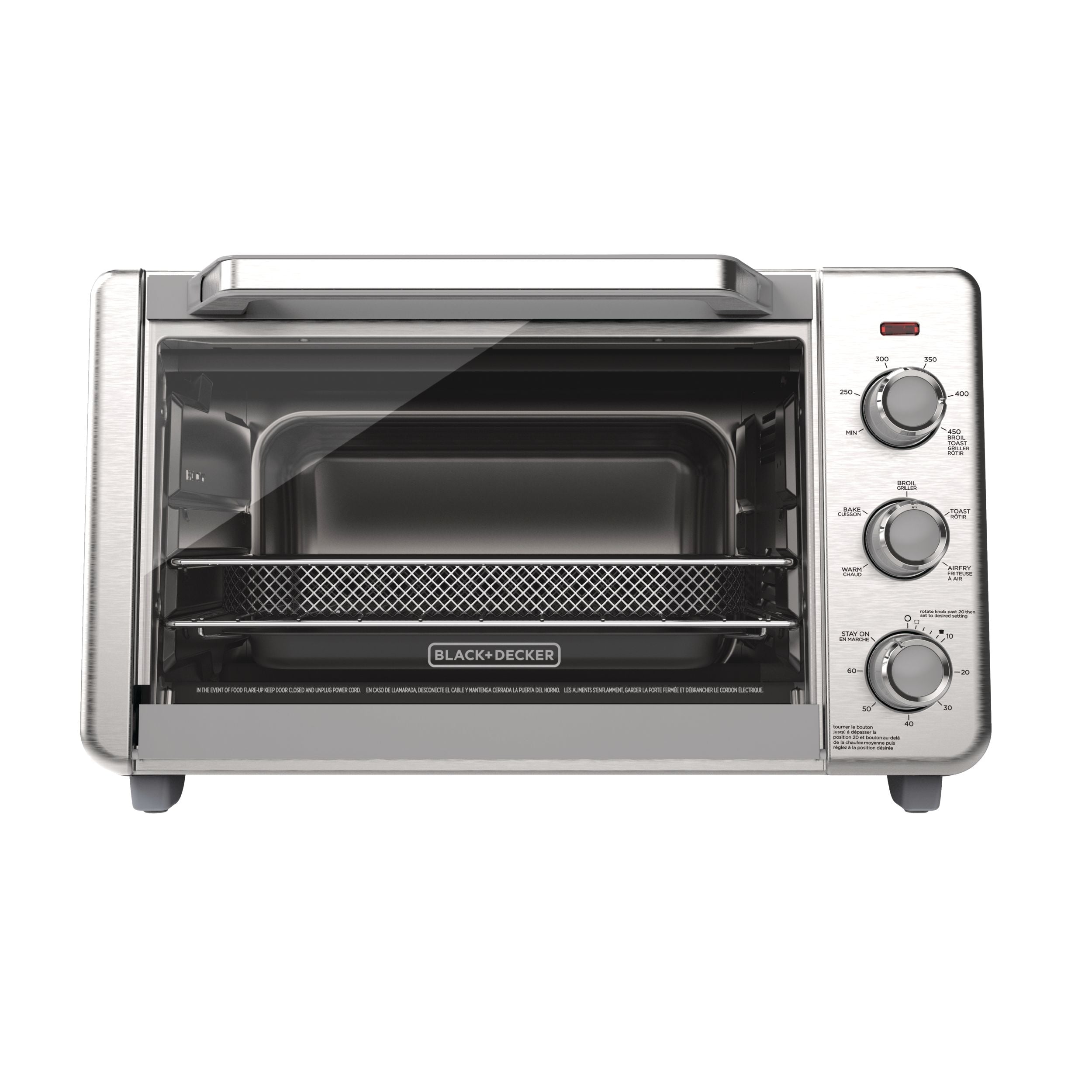 Black & Decker knusprige 'n backen 6-Scheiben Luft Fritteuse Toasterofen, Edelstahl, 5 Kochfunktionen