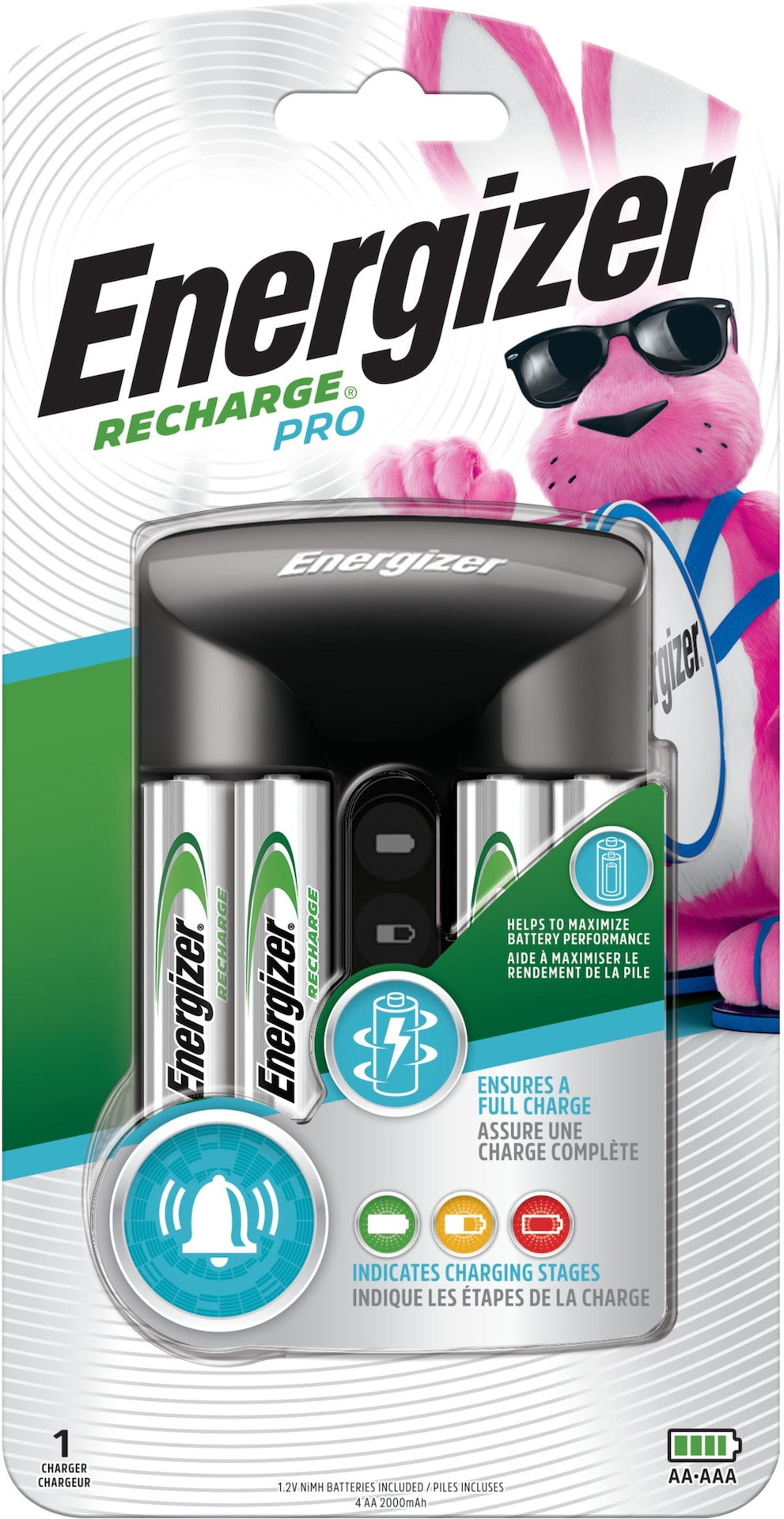 Energizer wiederaufladbares Akkuladegerät pro CHPROWB4 AA / AAA mit 4 AA nimh Batterien