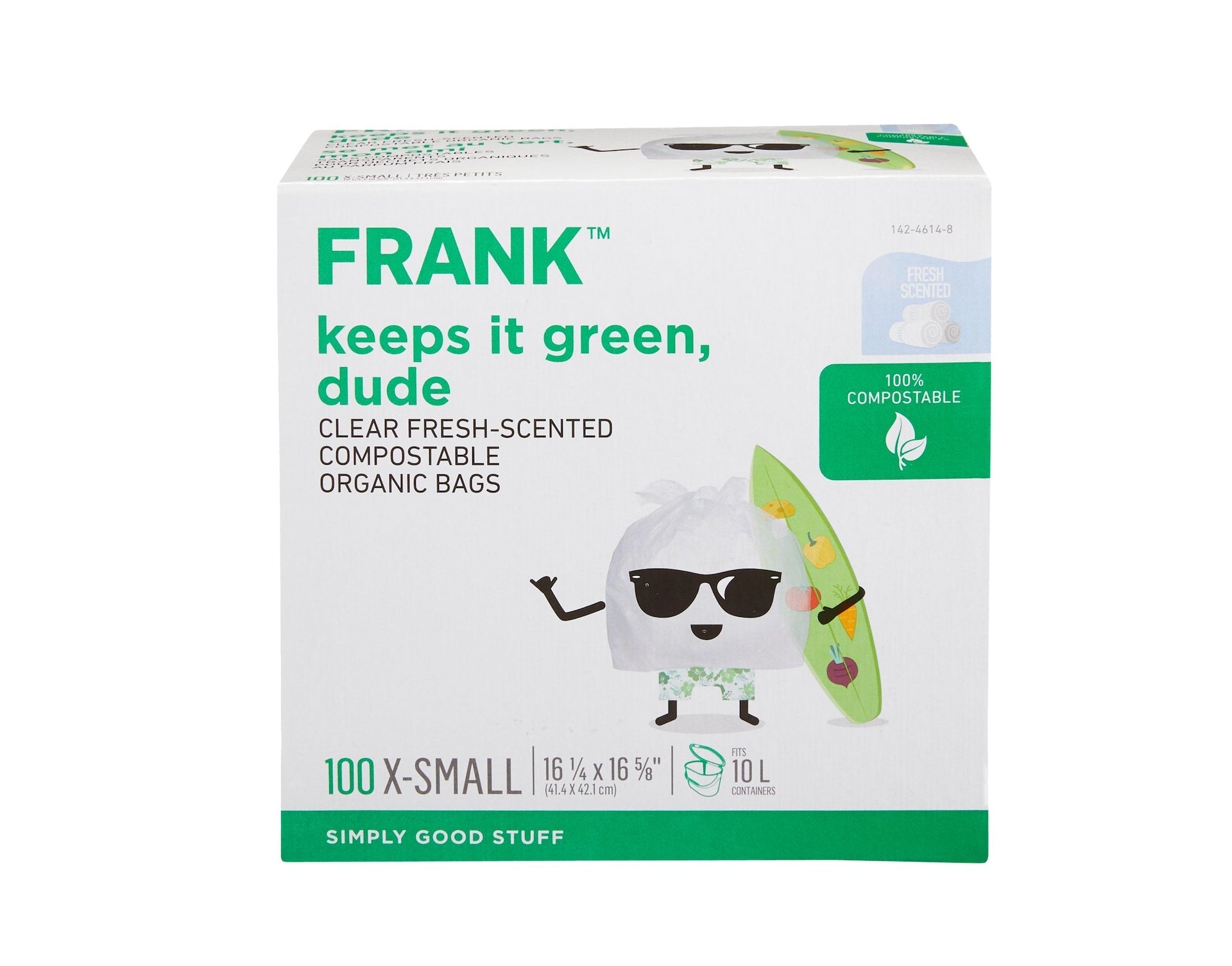 FRANK extrakleine organische, frisch duftende kompostierbare Lebensmittelabfälle, 100-pk, klar, 10-L