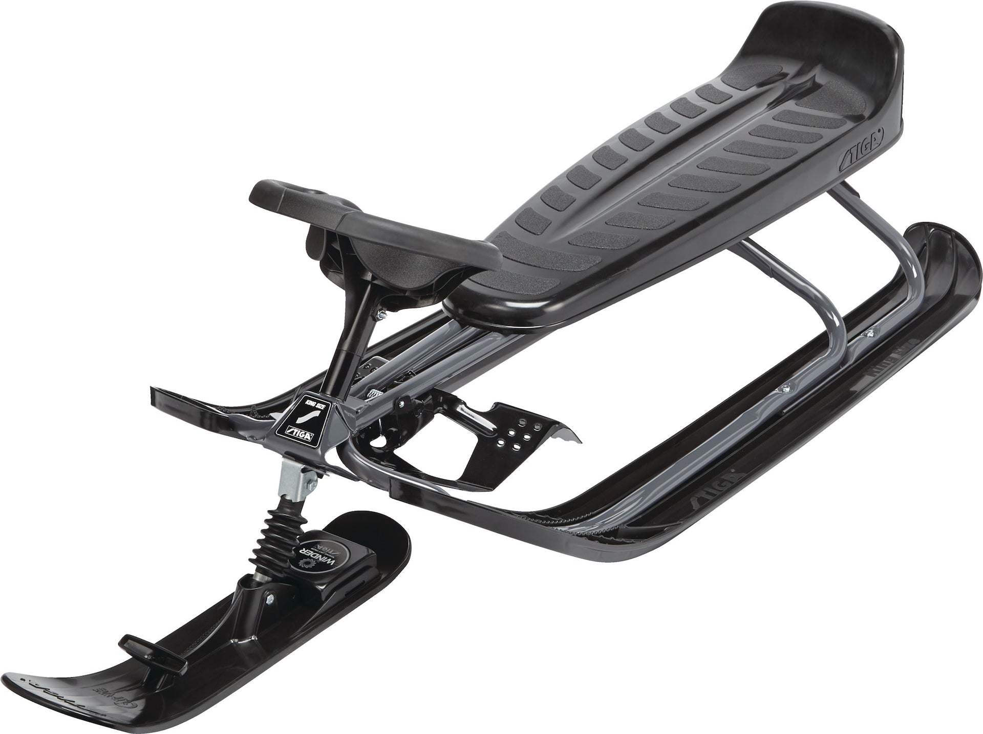 Stiga GT King Size Kinder 2-Personen-Winter-Schnee-Rennwagen mit Lenkrad & Bremsen, grau