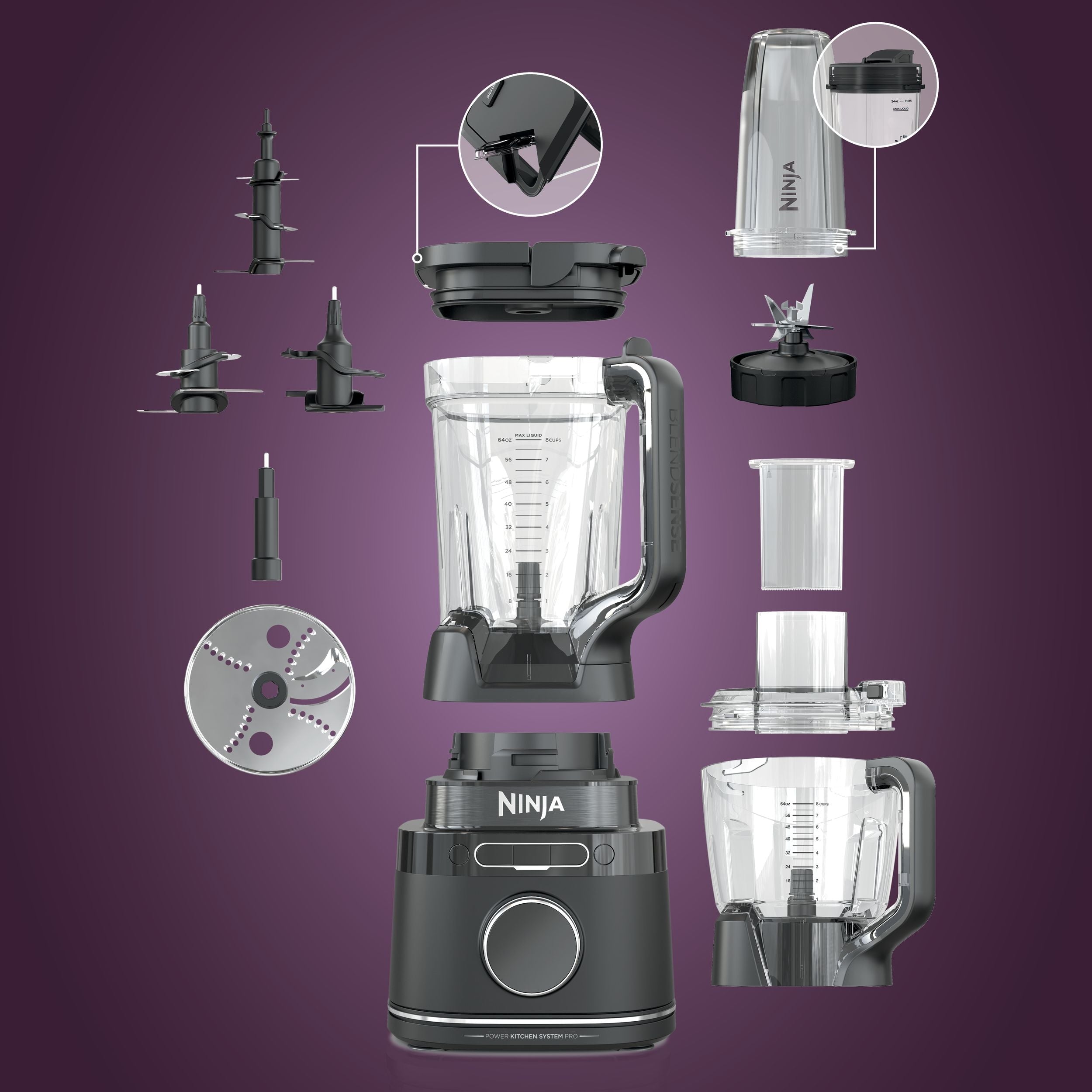 Ninja blendsense Küchensystem Power Blender & Küchenmaschine, 10 voreingestellte Programme, 1800W