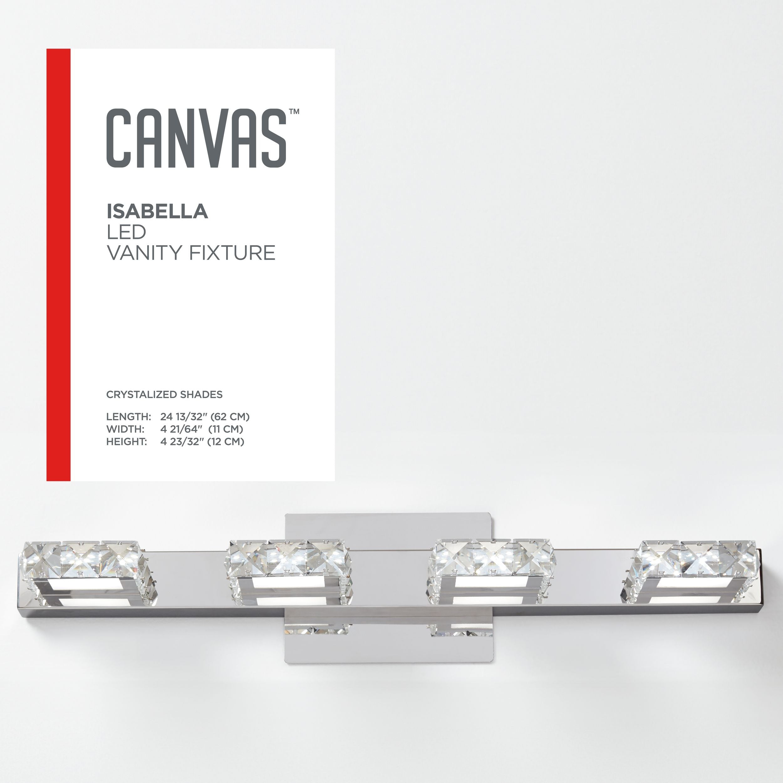 CANVAS Isabella 4-Licht Kristall Design-Lead Vanity Leuchte, Chrom