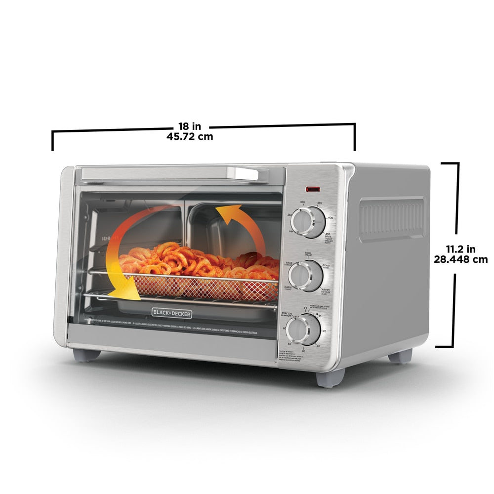 Black & Decker knusprige 'n backen 6-Scheiben Luft Fritteuse Toasterofen, Edelstahl, 5 Kochfunktionen
