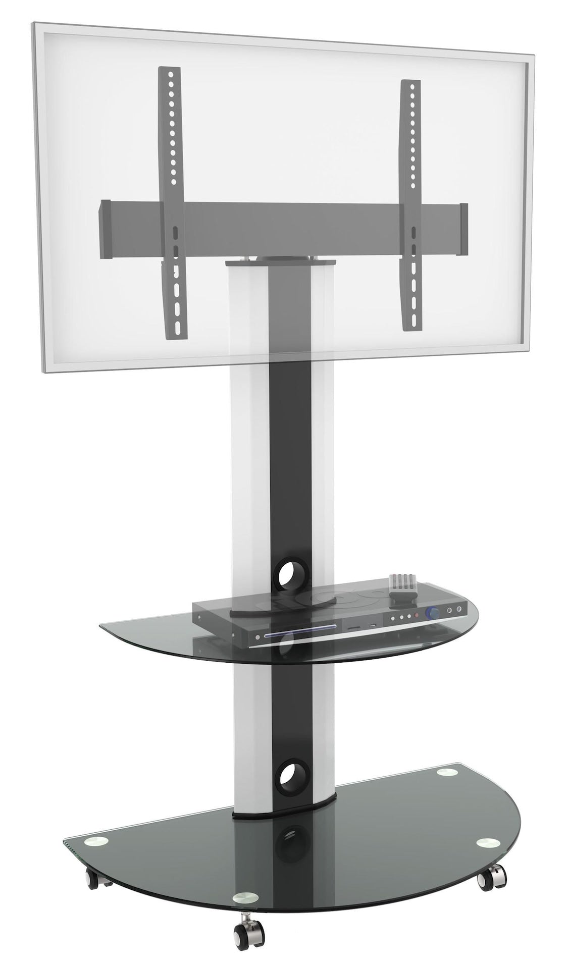TygerClaw LCD84113BLK Superior-TV-Cart mit glänzender Glasbasis und Regal, 32-in bis 55-in