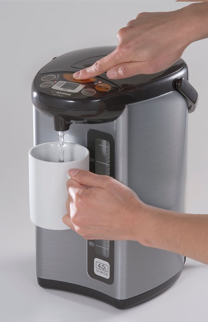 Zojirushi Elektrischer Warmwasserkessel, wärmer & Dispenser, schwarz/rostfreier Stahl, 4-L