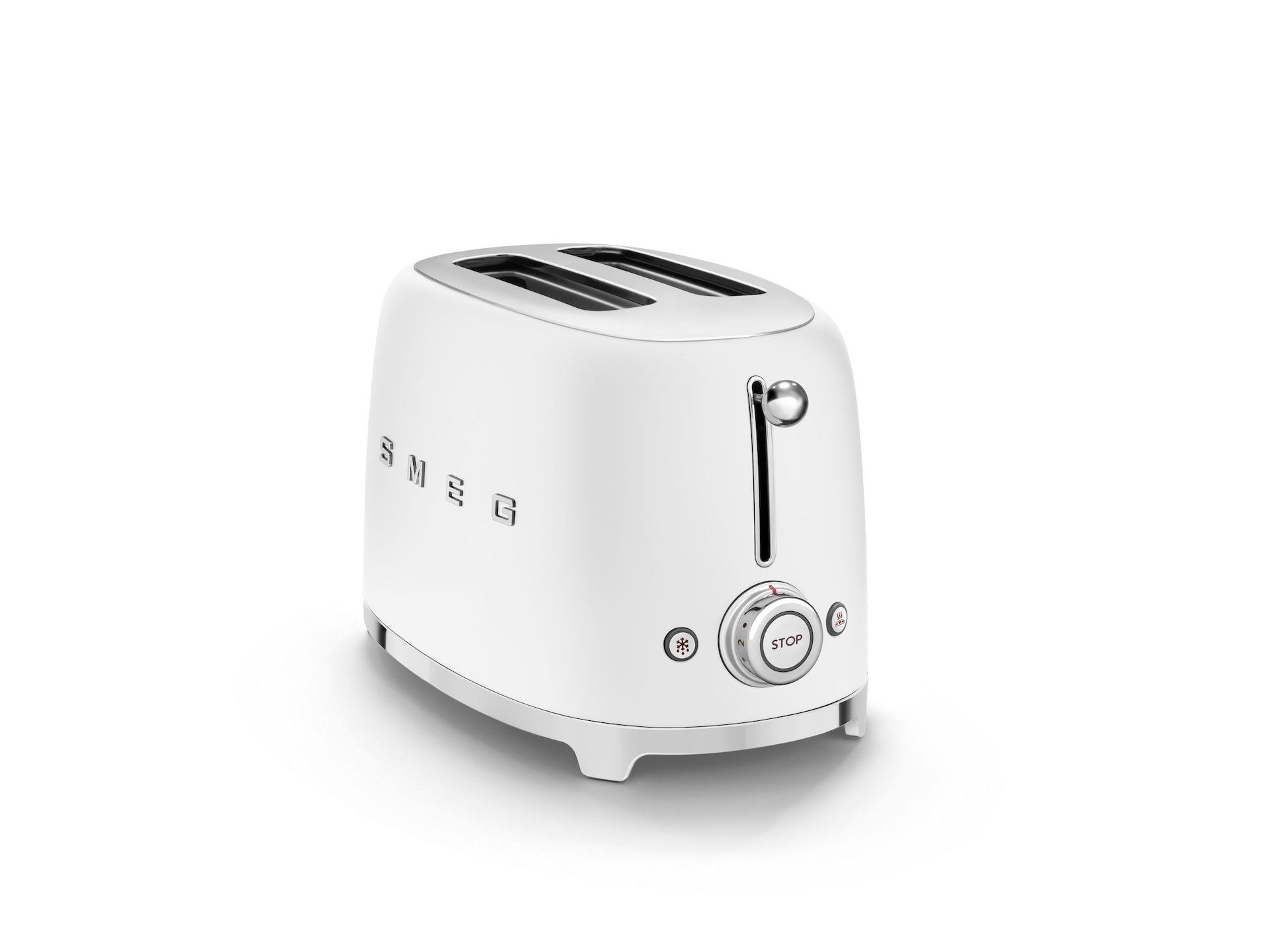 Smeg 50 Retro-Stil breiten Slot Pop-up Elektro-Toaster mit 6 Einstellungen, 2-Scheiben, matt weiß