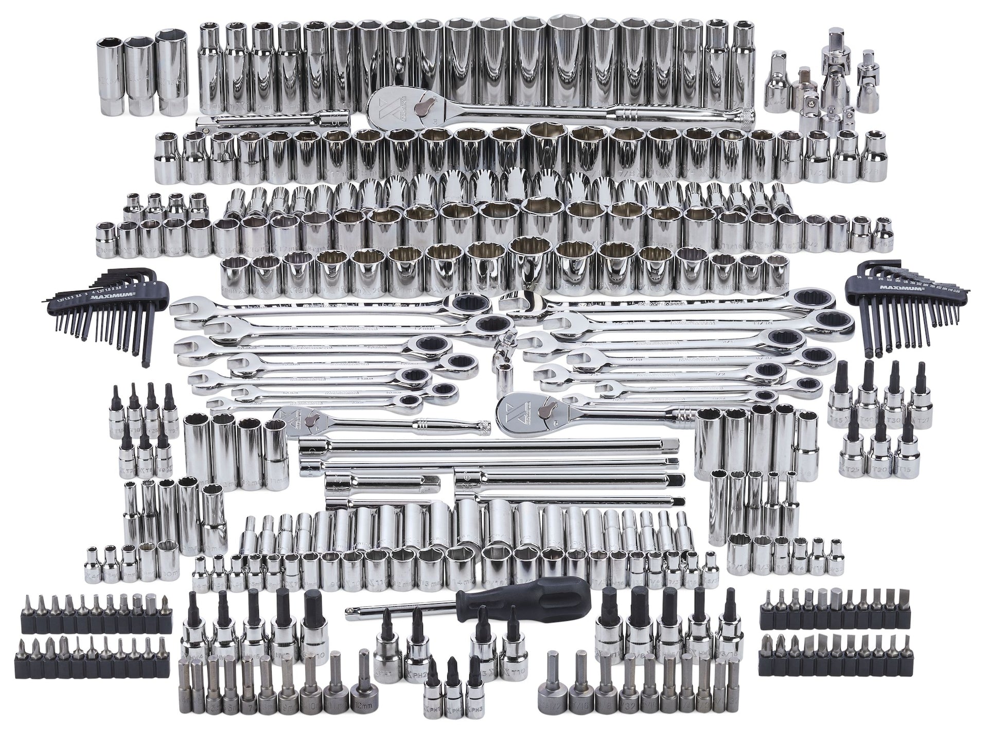 MAXIMUM Professionelles Steckdosenset, 346-pc, CRV, Nickel-Chrom-plattierung