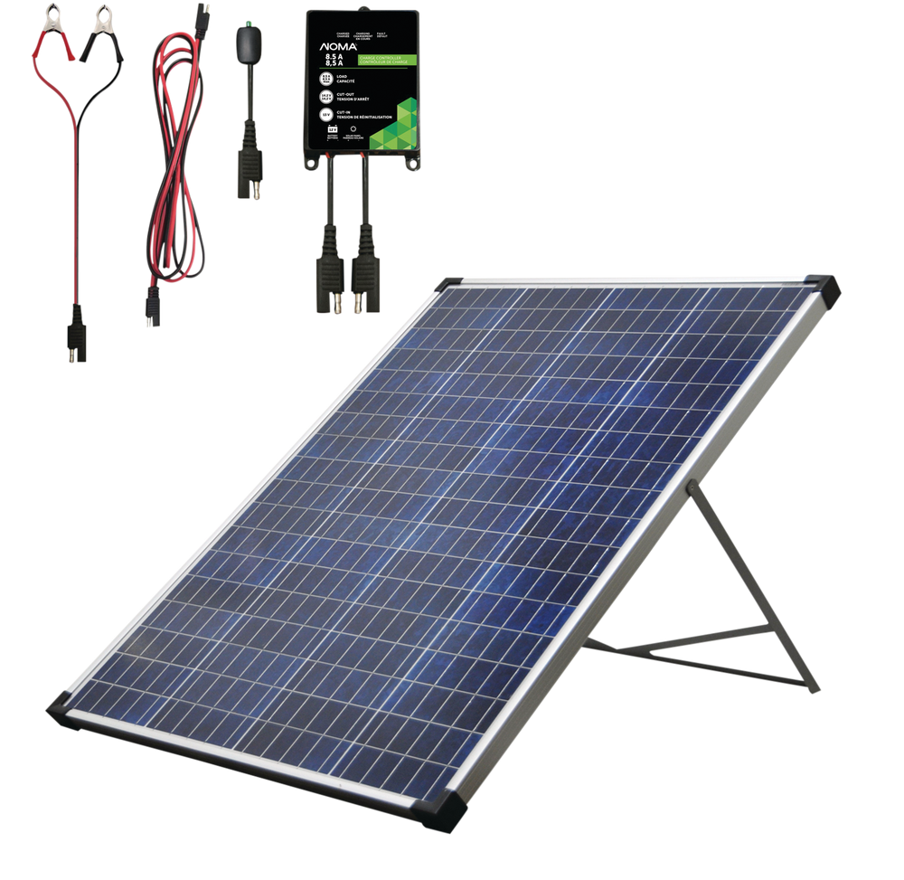 NOMA 100 Watt, 12 V kristallines Solarpanel mit Stand- und Laderegler