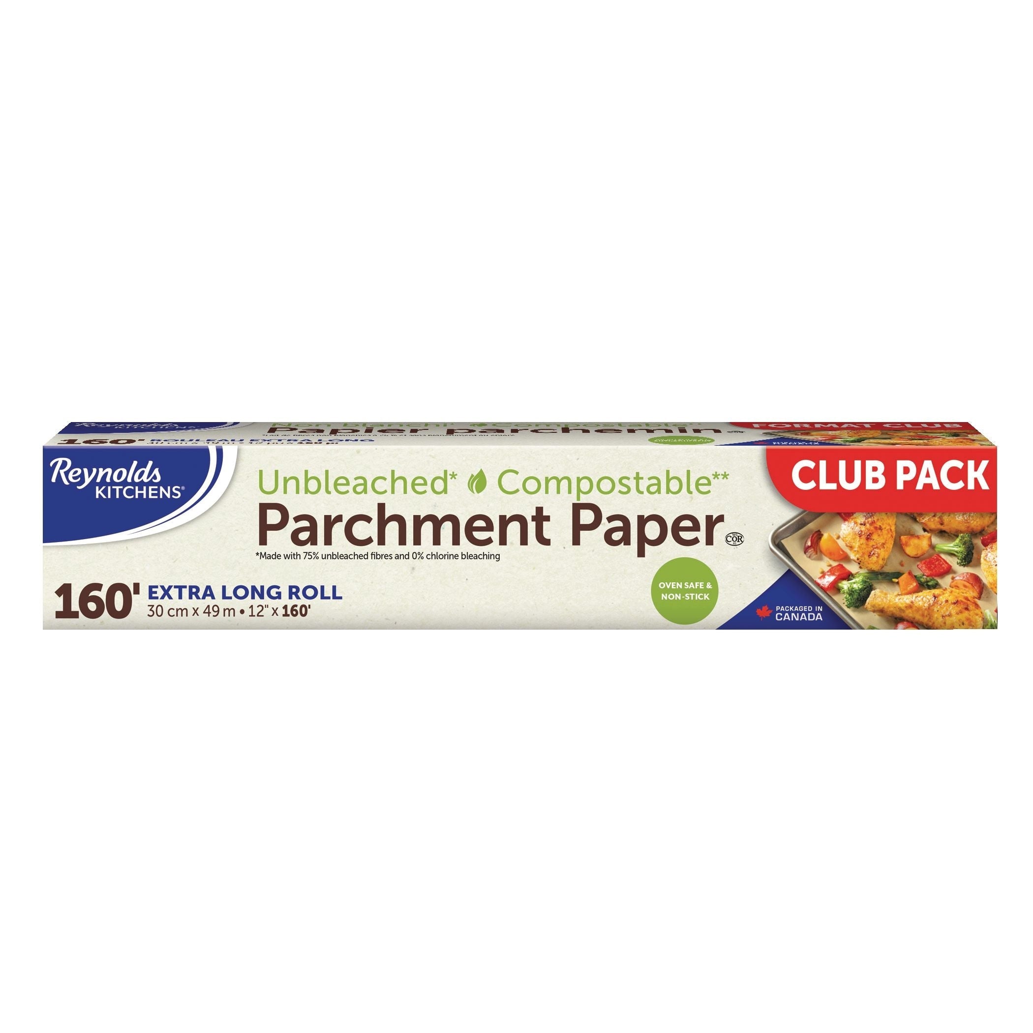 Reynolds Küchen ungebleichtes kompostierbares Pergamentpapier, extra lange Rolle, 12-in x 160-ft