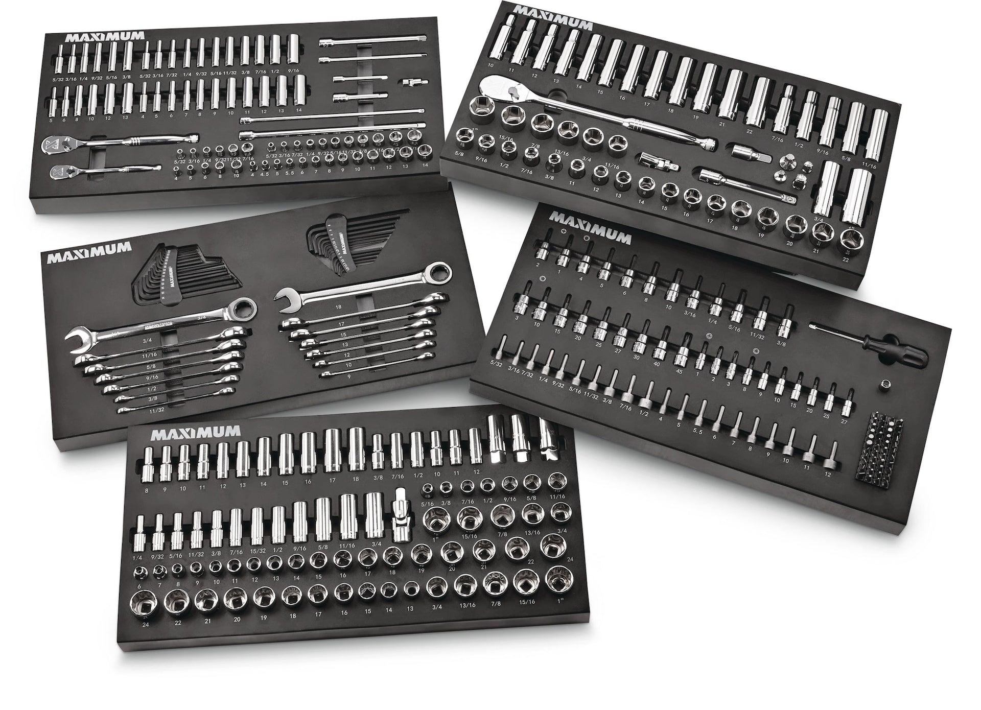MAXIMUM Professionelles Steckdosenset, 346-pc, CRV, Nickel-Chrom-plattierung