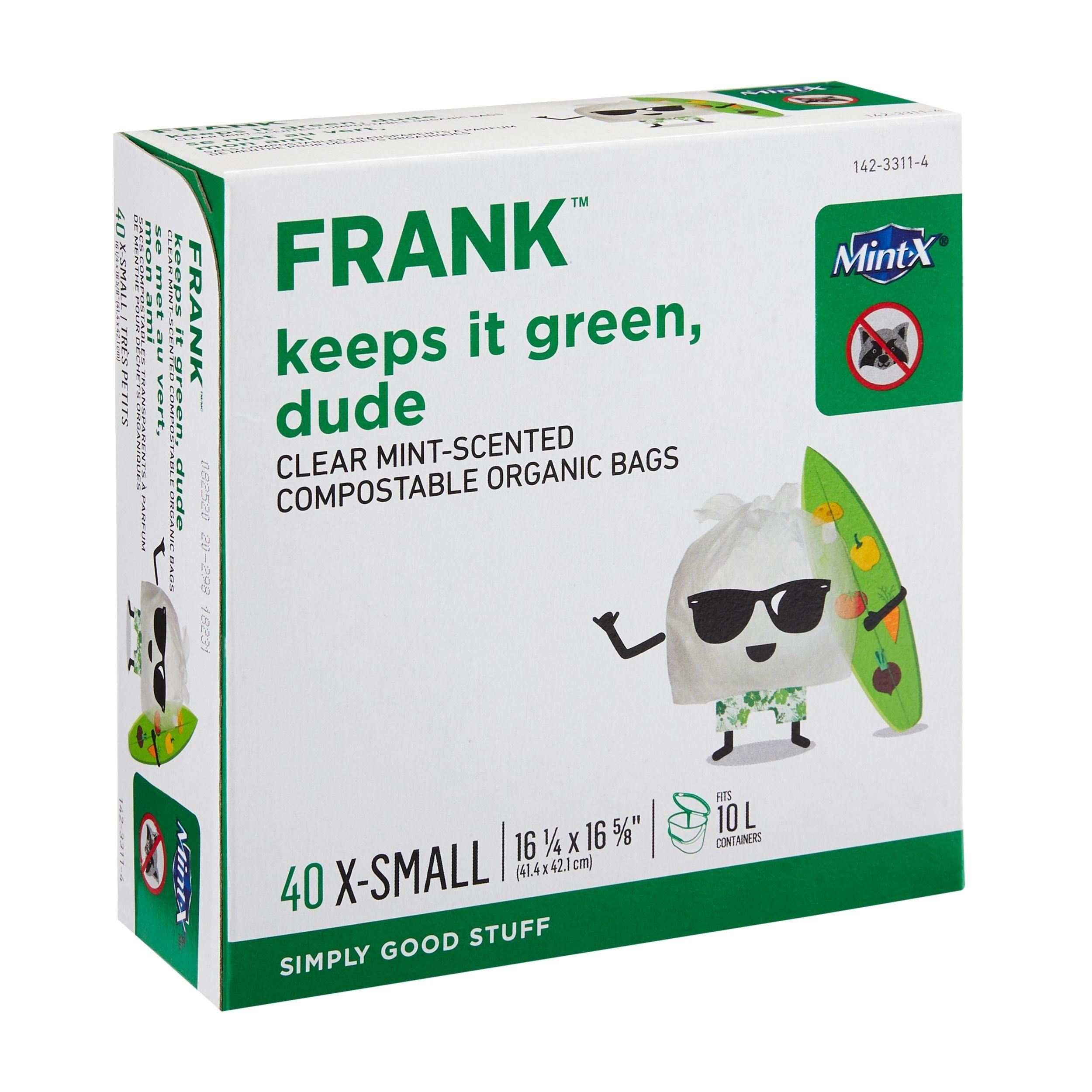FRANK extra-kleine organische Minze duftende kompostierbare Lebensmittelabfälle, 40-pk, klar, 10-L
