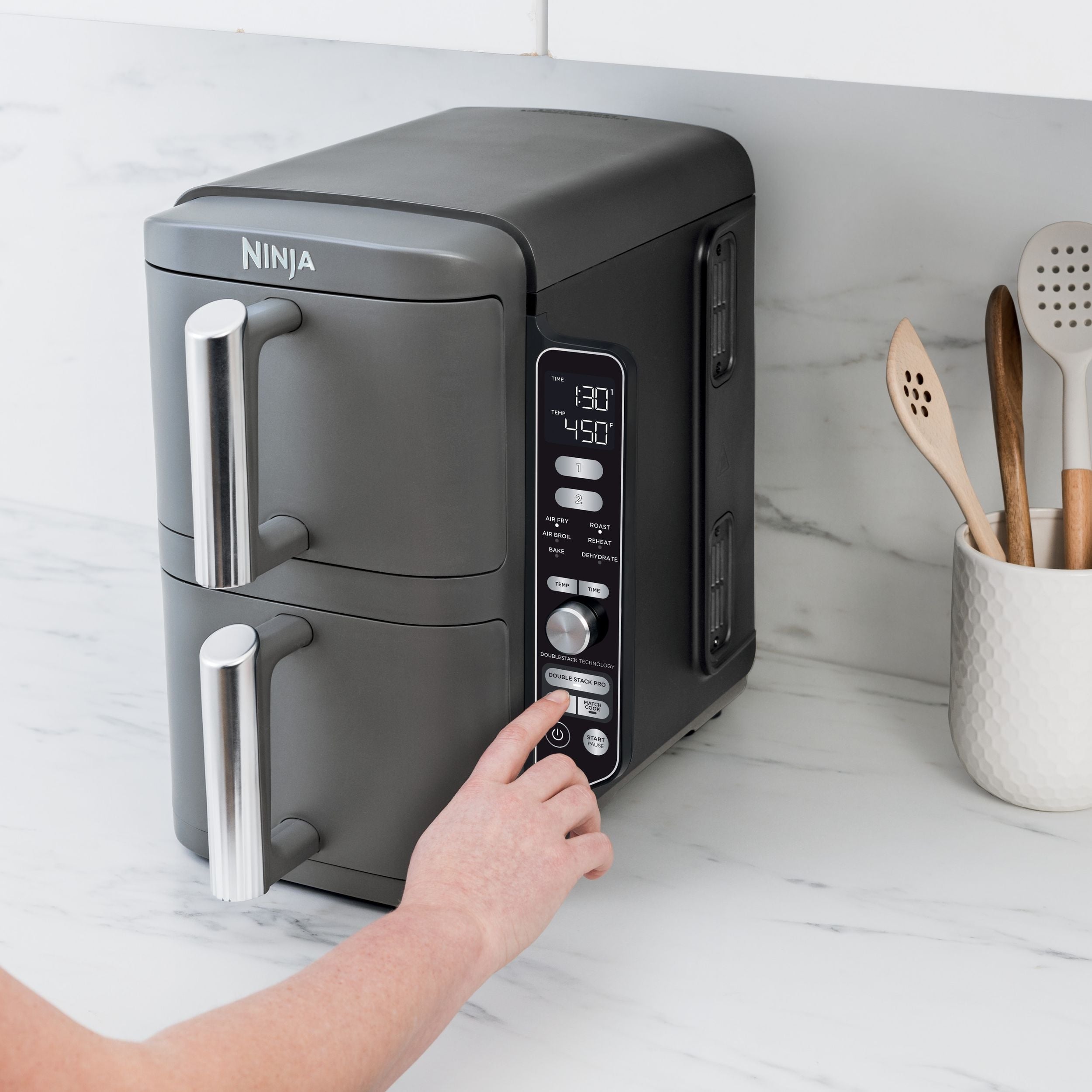 Ninja Doublestack XL Multi-Rack-Luftfritteuse mit 2 Körben & 6 Funktionen, 10-qt