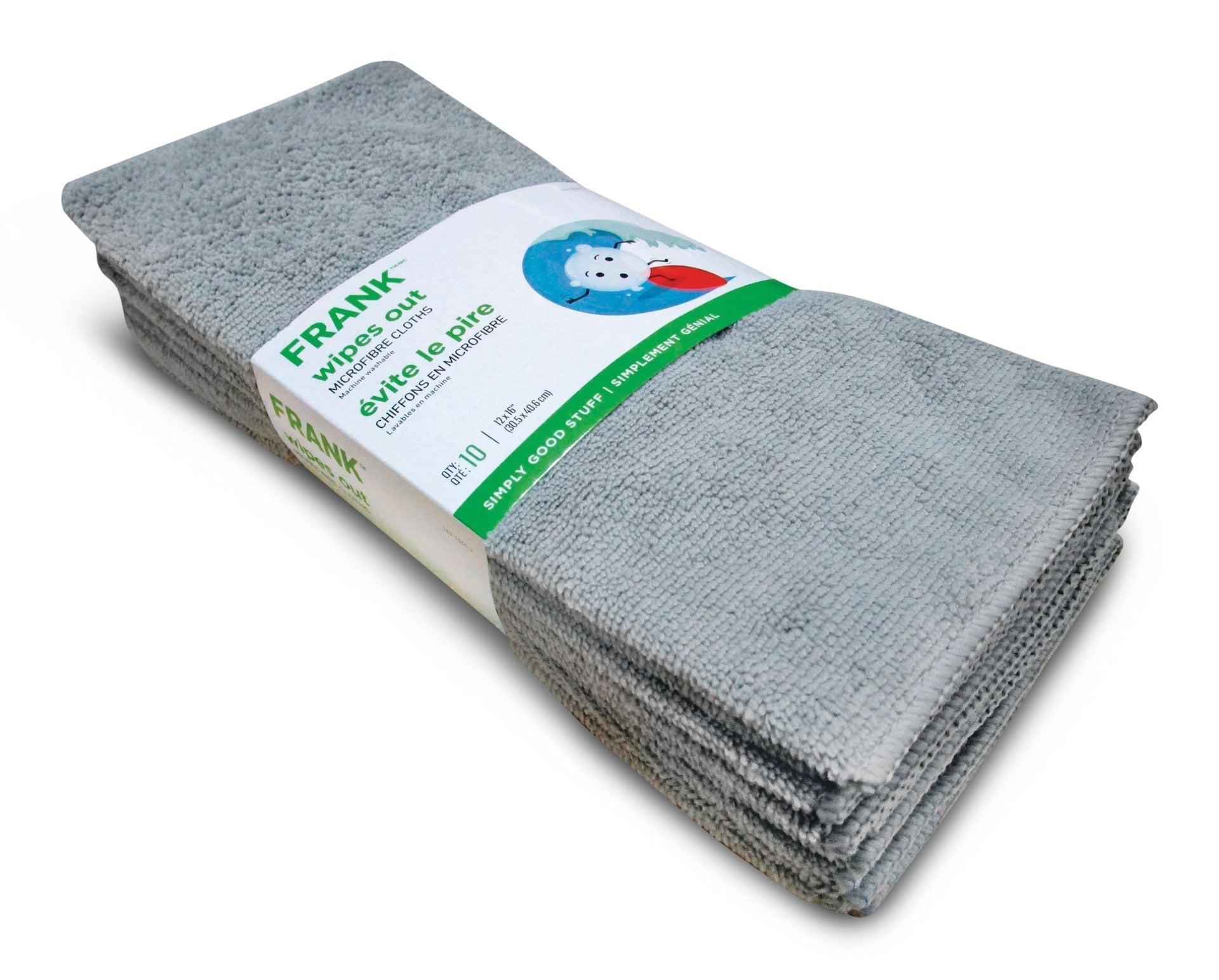 FRANK Allzweckmaschinenwaschbare Mikrofasertücher, grau, 10-pk